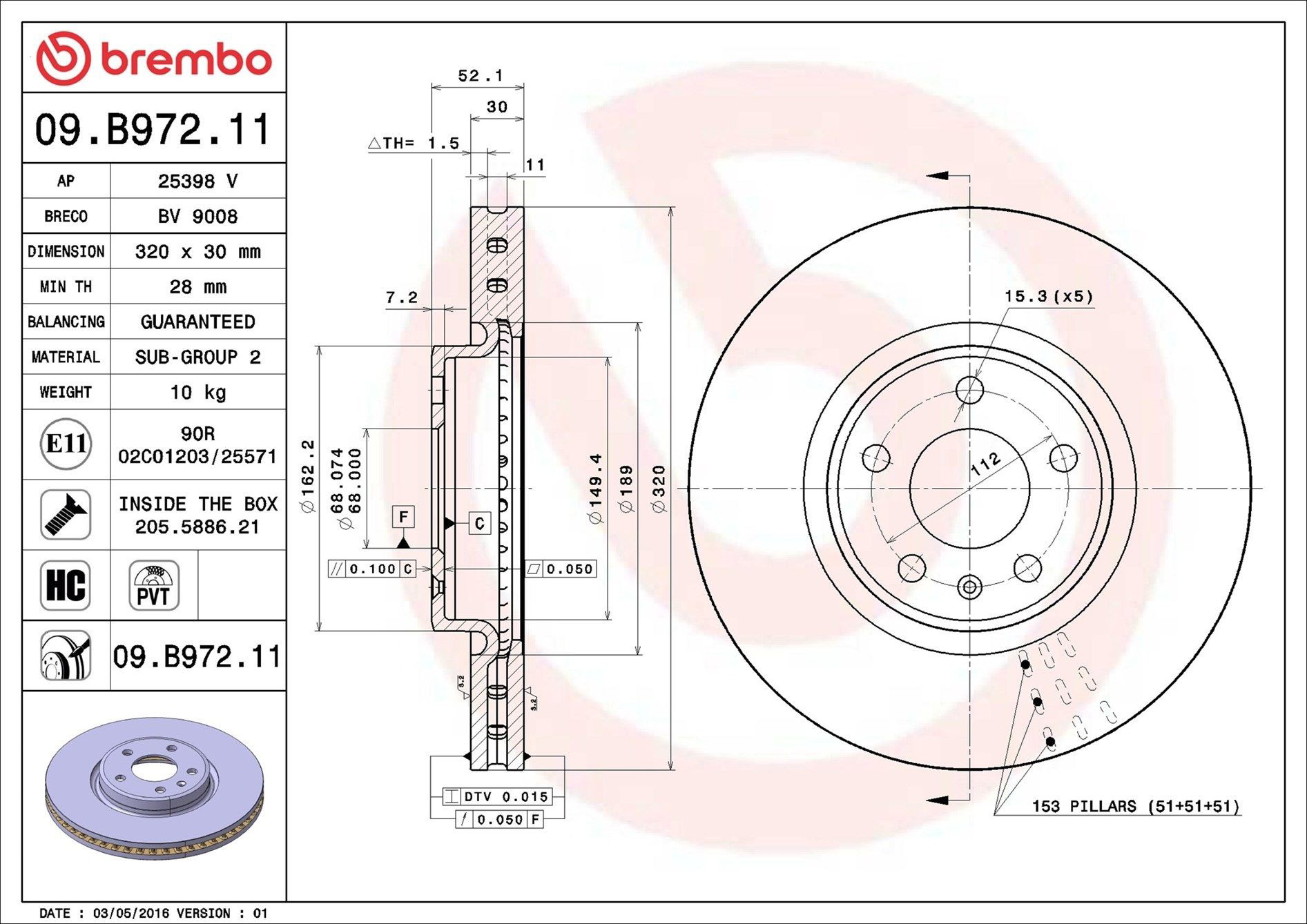 Frenos delanteros Brembo 09B97211 precio, desde 72,60 EUR