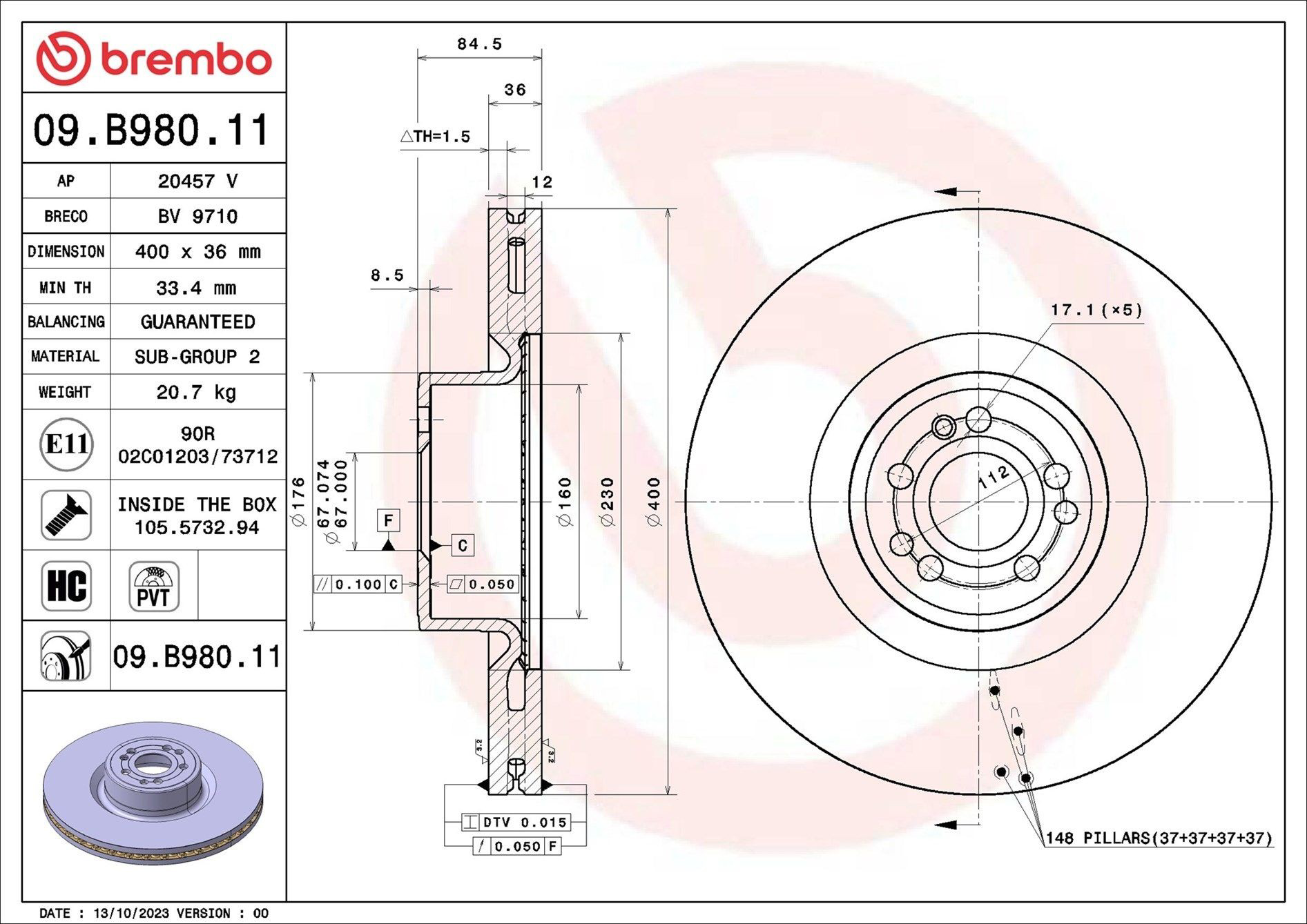 09B98011 Brembo Discos