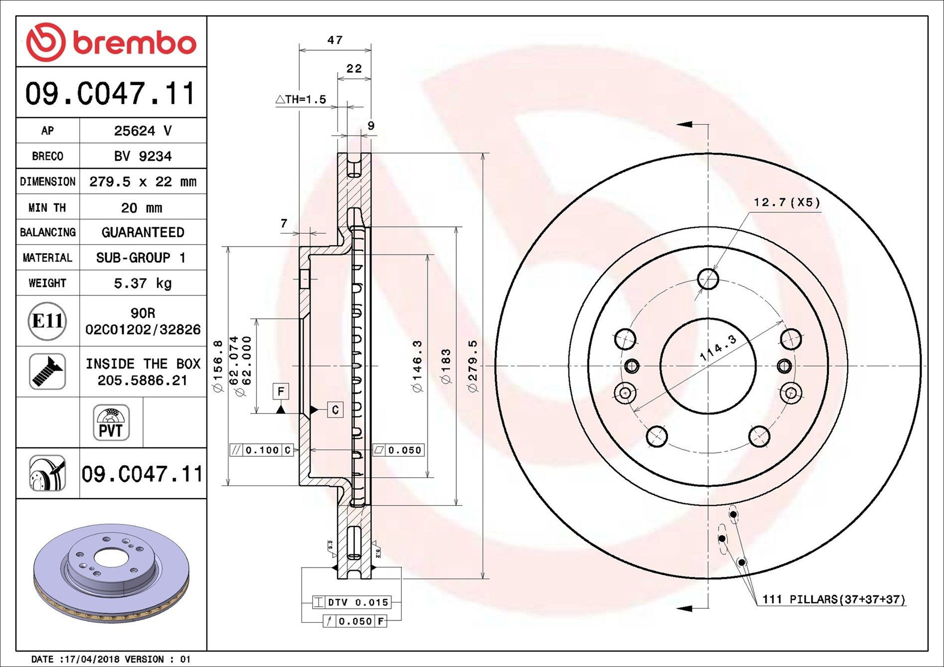 Frenos delanteros Brembo 09C04711 precio, desde 45,36 EUR