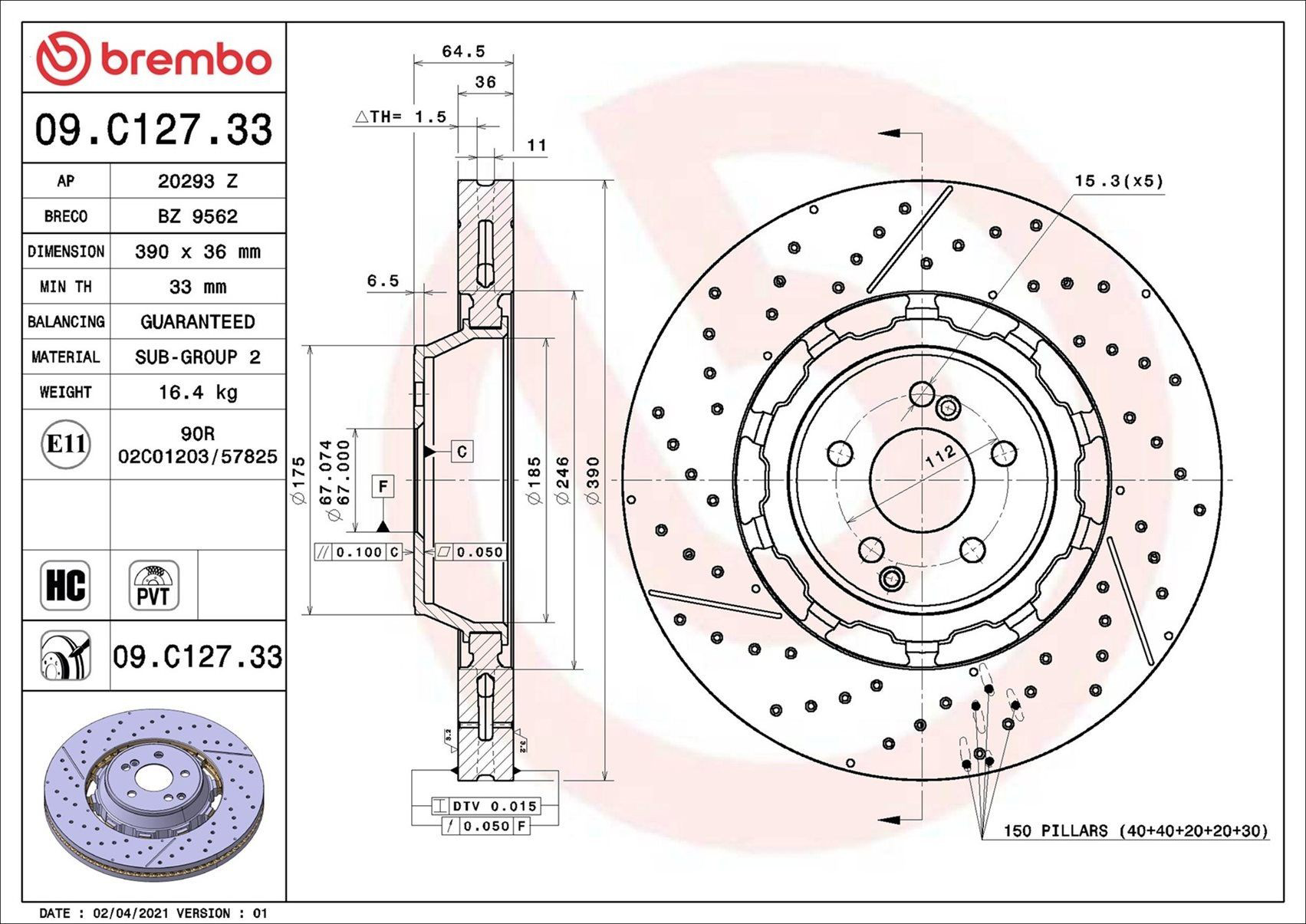 Frenos delanteros Brembo 09C12733 precio, desde 219,25 EUR