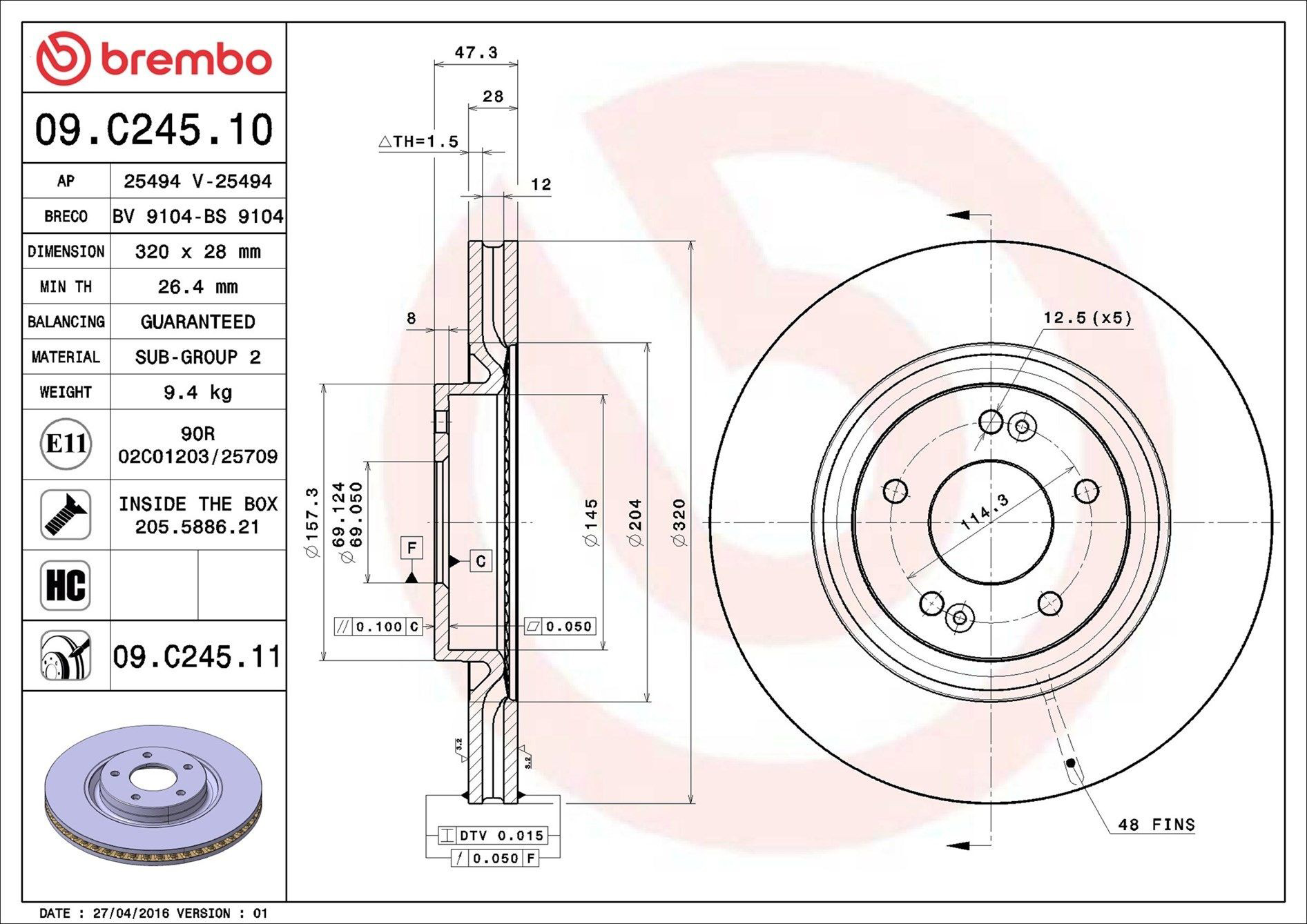 Frenos delanteros Brembo 09C24511 precio, desde 57,49 EUR