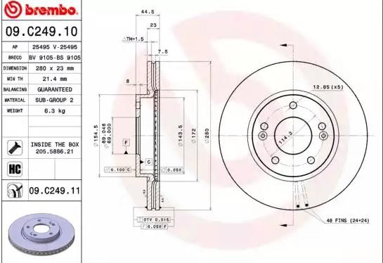 Comprar 09C24911 Brembo Freno de disco delantero