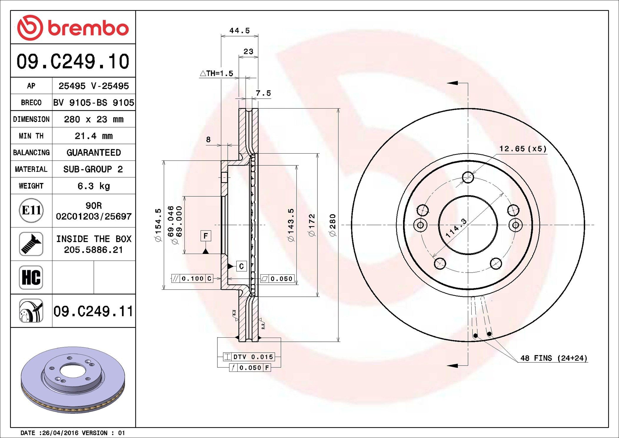 Frenos delanteros Brembo 09C24911 precio, desde 31,60 EUR