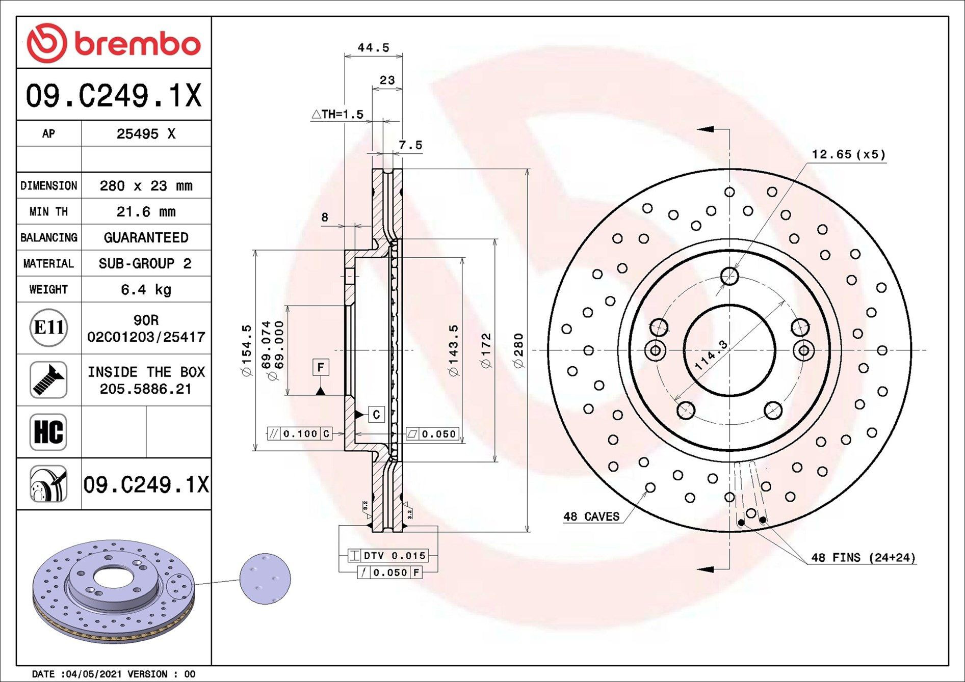 Frenos delanteros Brembo 09C2491X precio, desde 31,60 EUR