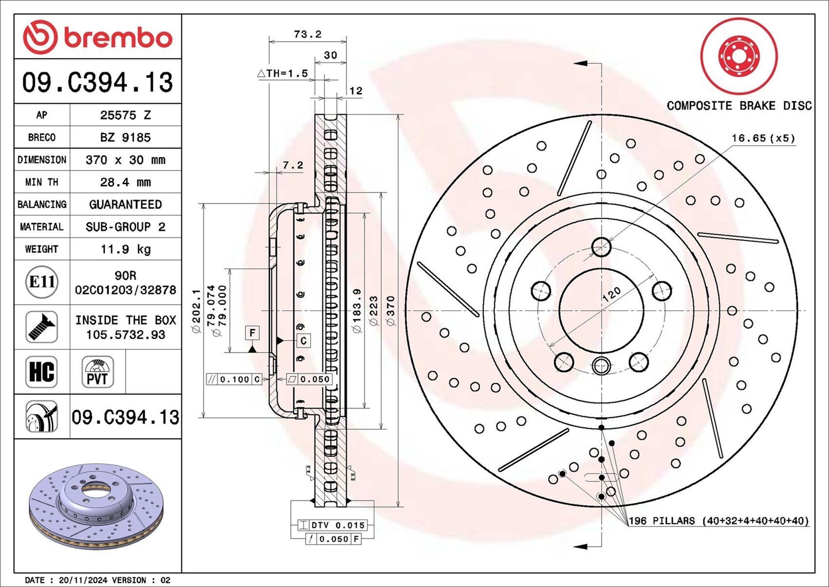 Frenos delanteros Brembo 09C39413 precio, desde 151,99 EUR