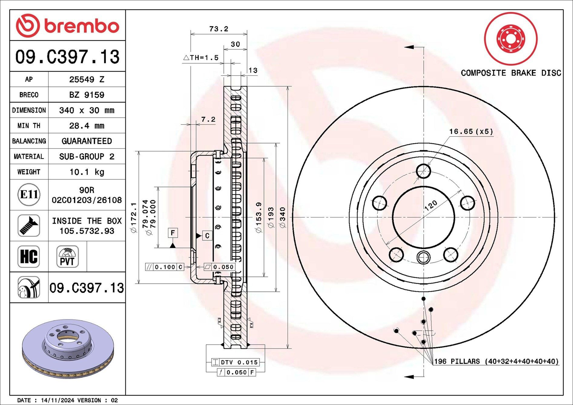 Frenos delanteros Brembo 09C39713 precio, desde 88,23 EUR