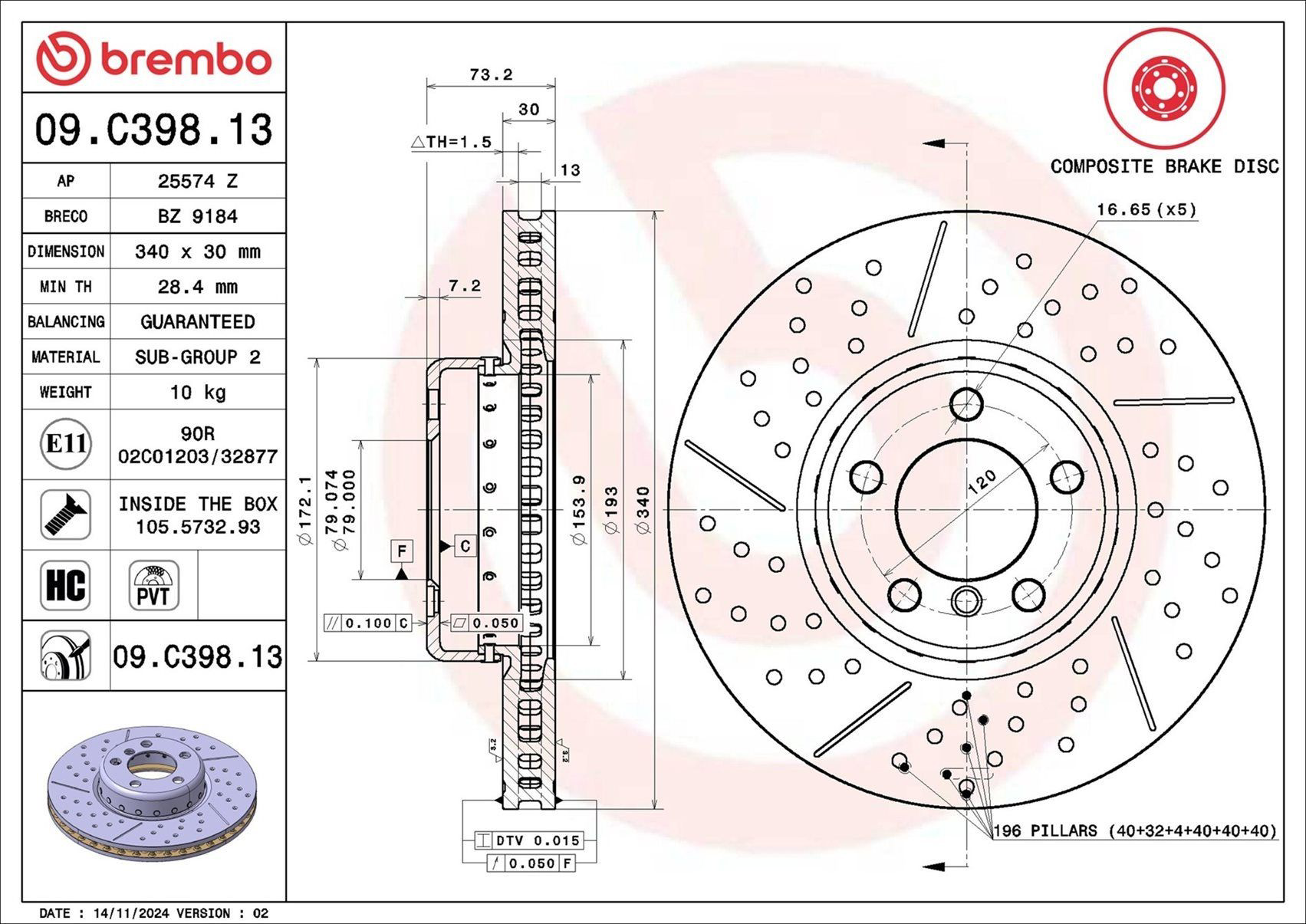 Frenos delanteros Brembo 09C39813 precio, desde 126,46 EUR