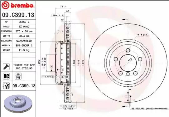Comprar 09C39913 Brembo Freno de disco delantero