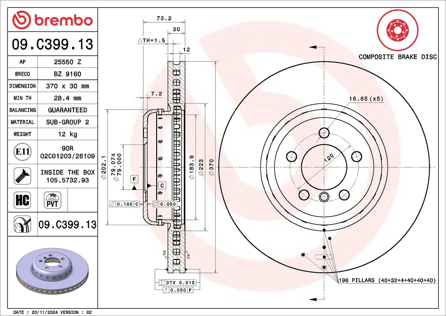 Frenos delanteros Brembo 09C39913 precio, desde 188,95 EUR