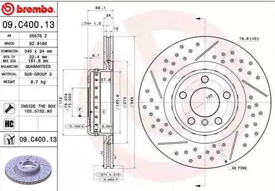 Frenos traseros Brembo 09C40013