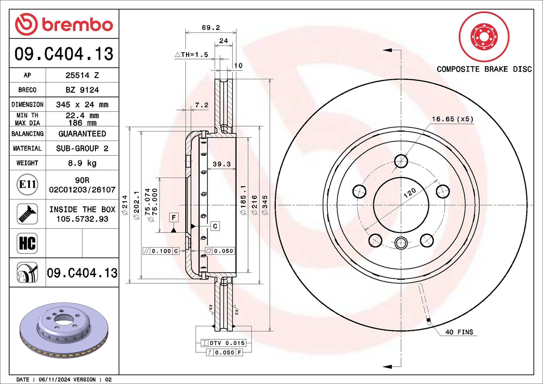 Disco de freno trasero Brembo 09C40413 precio, desde 96,44 EUR