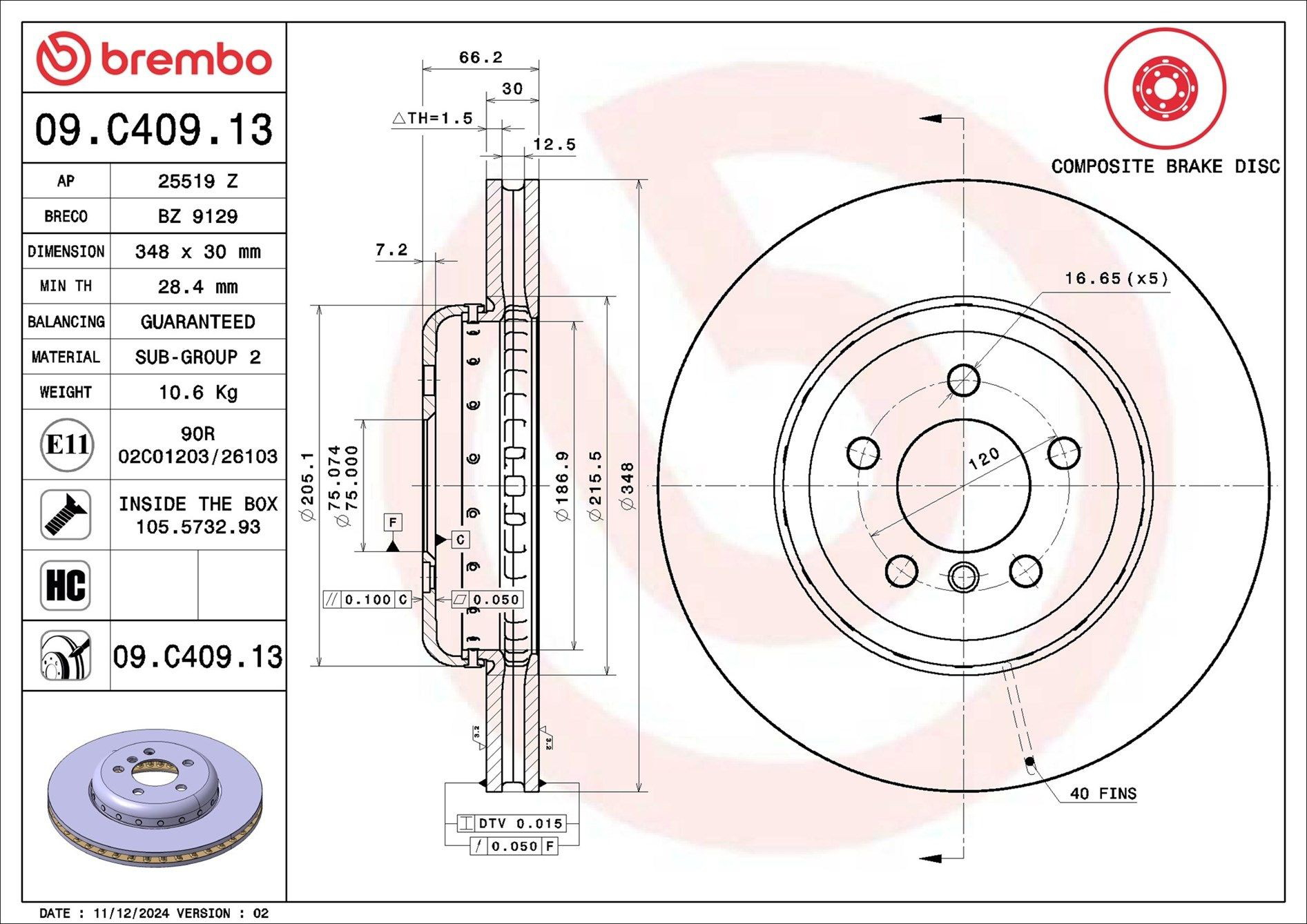 Frenos delanteros Brembo 09C40913 precio, desde 82,15 EUR