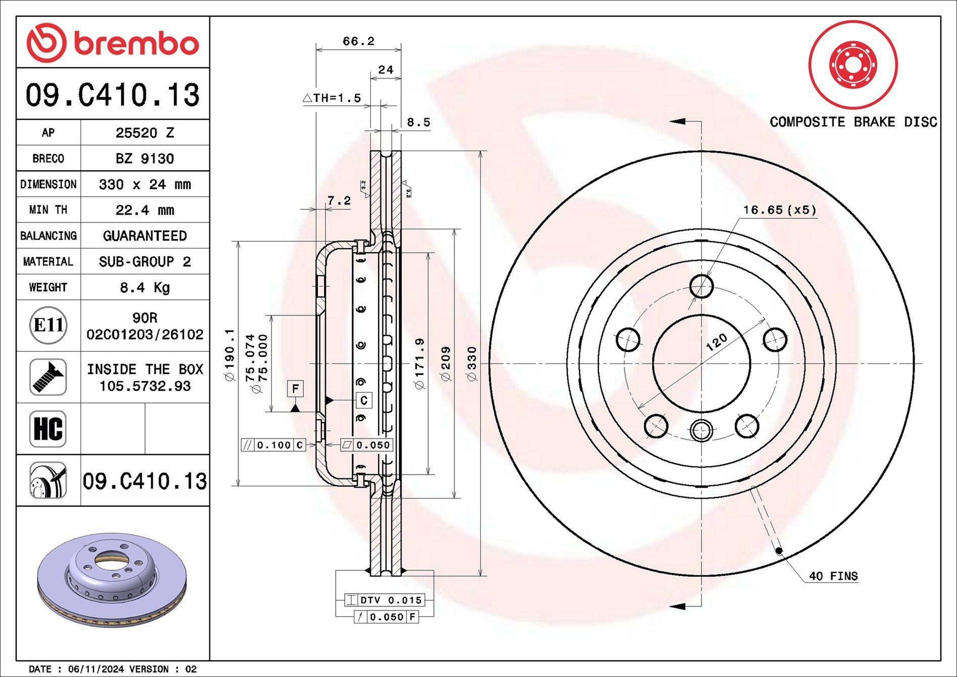 Frenos delanteros Brembo 09C41013 precio, desde 105,15 EUR