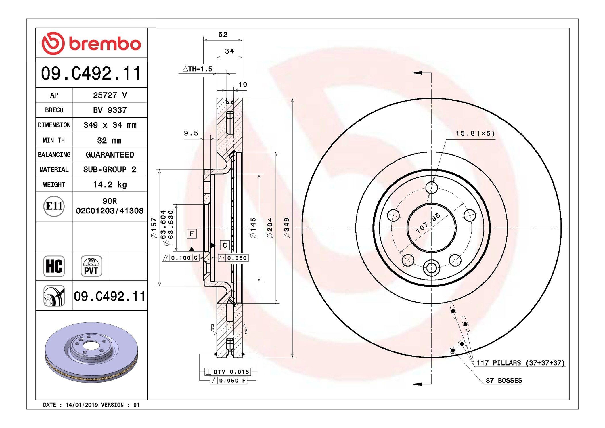 Frenos delanteros Brembo 09C49211 precio, desde 128,57 EUR