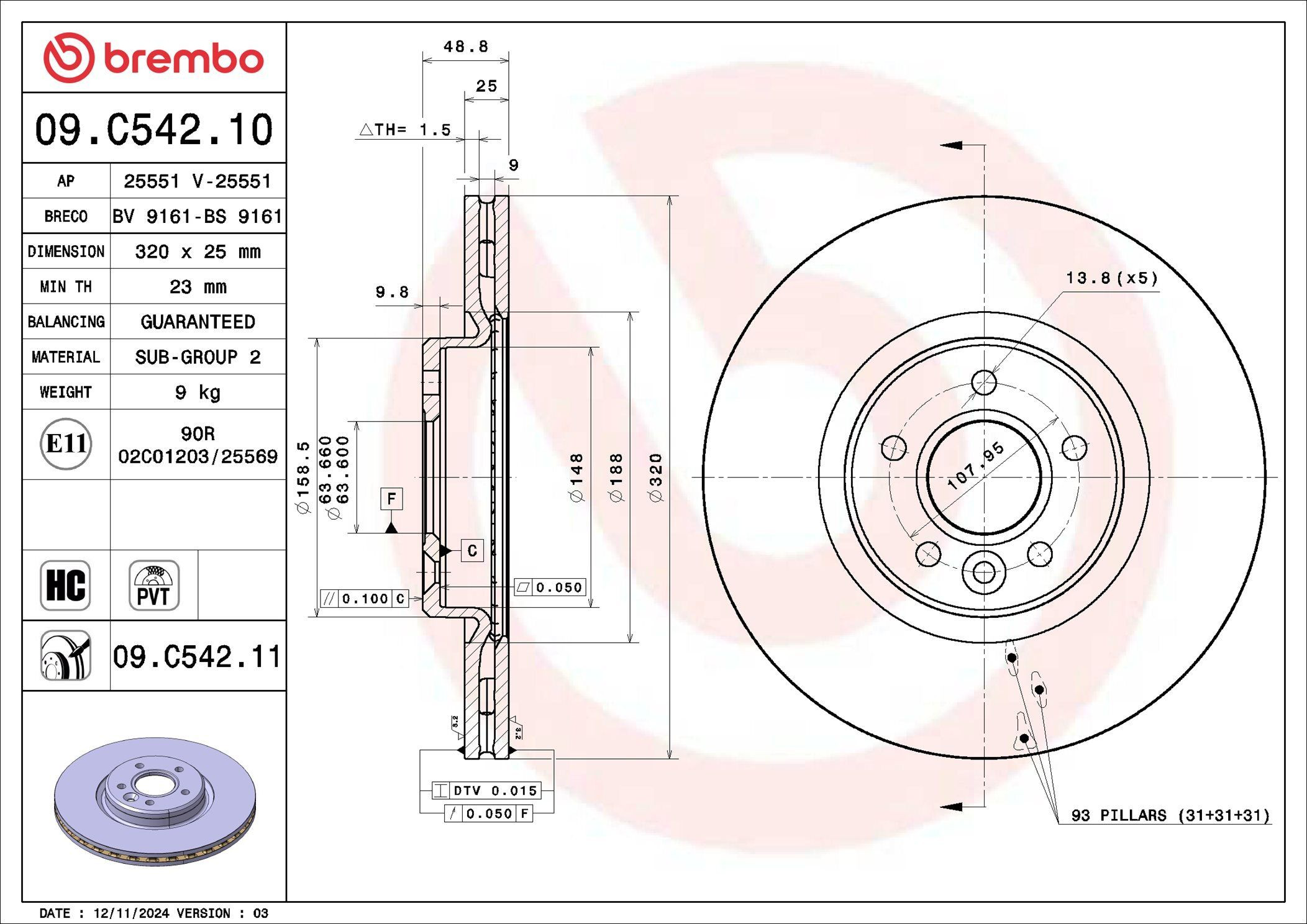 Frenos delanteros Brembo 09C54211 precio, desde 55,18 EUR