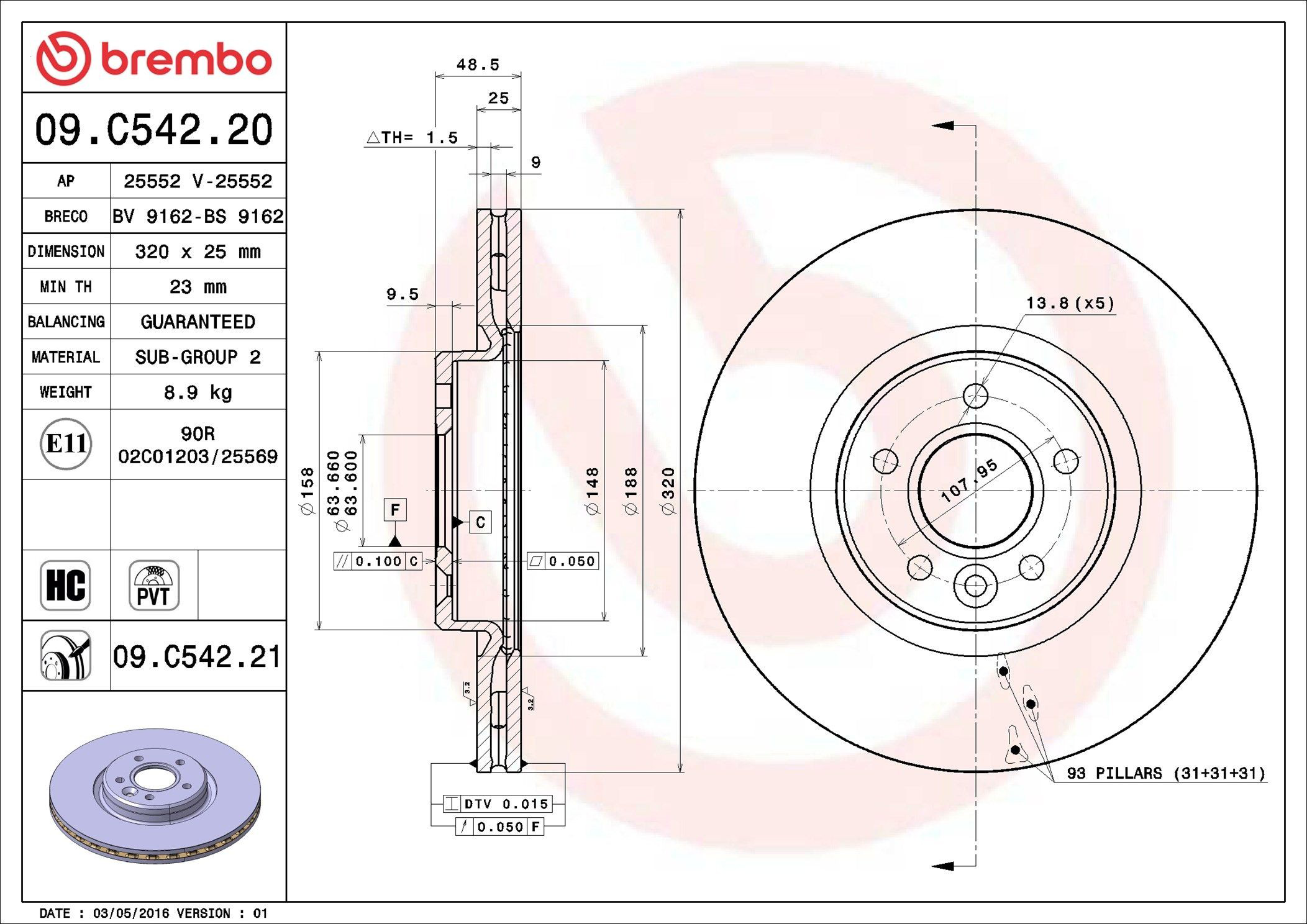 Frenos delanteros Brembo 09C54221 precio, desde 55,18 EUR