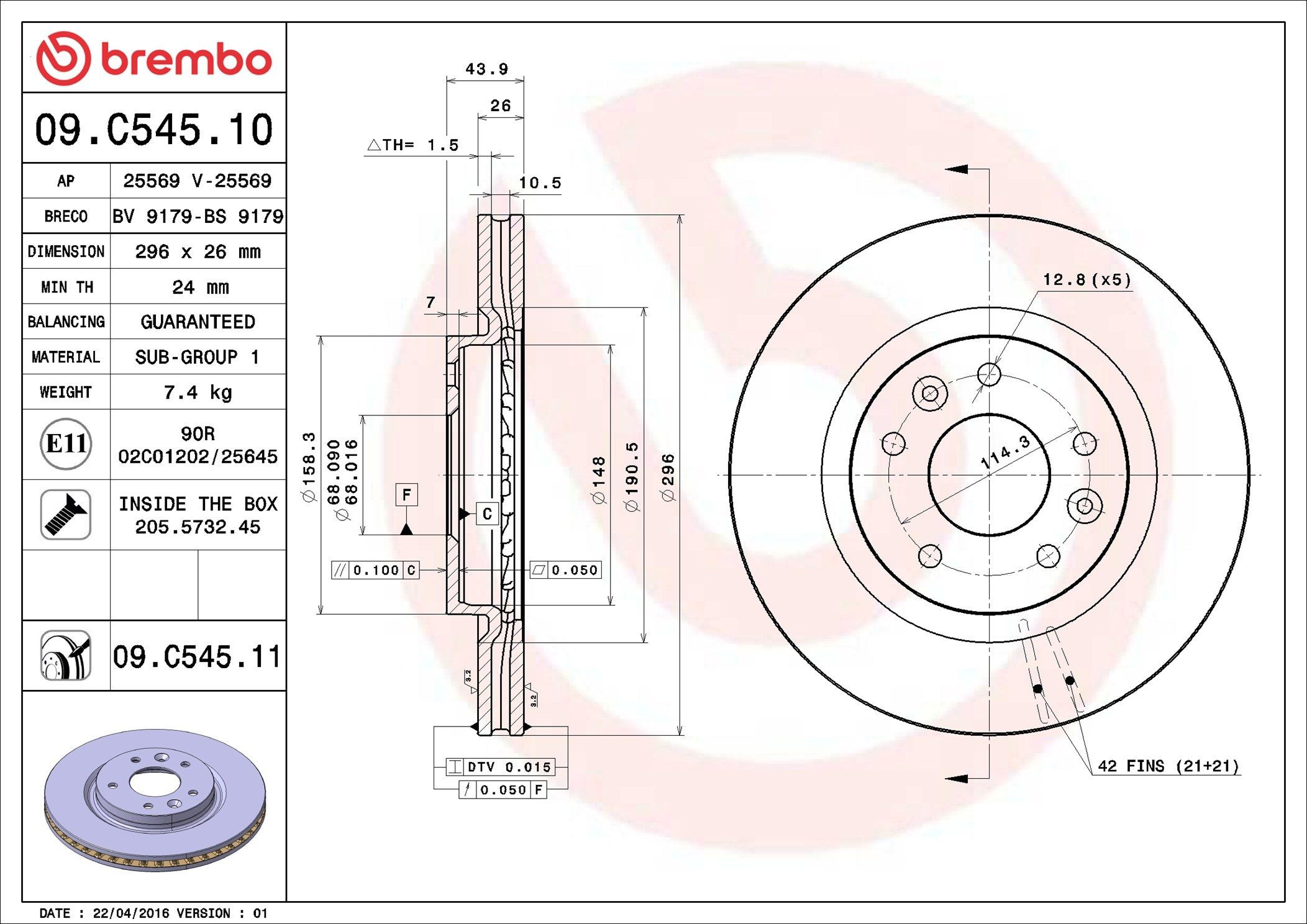 Frenos delanteros Brembo 09C54511 precio, desde 40,04 EUR