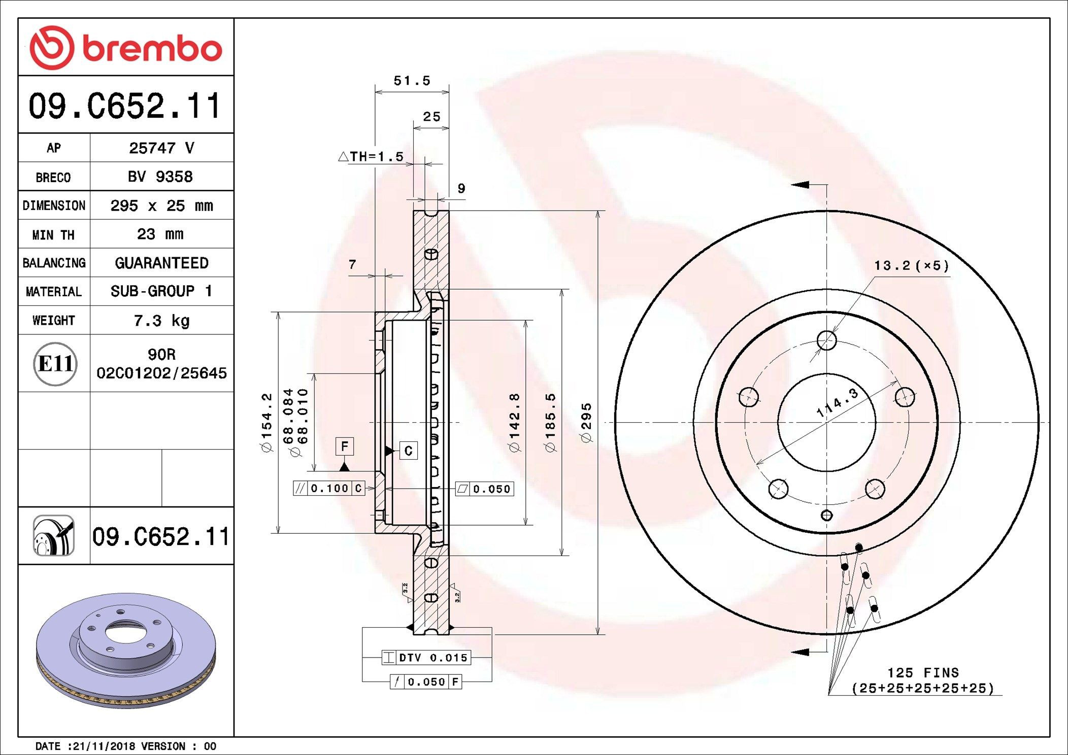 Comprar 09C65211 Brembo Freno de disco delantero