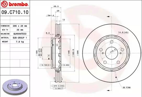 Comprar 09C71011 Brembo Freno de disco delantero