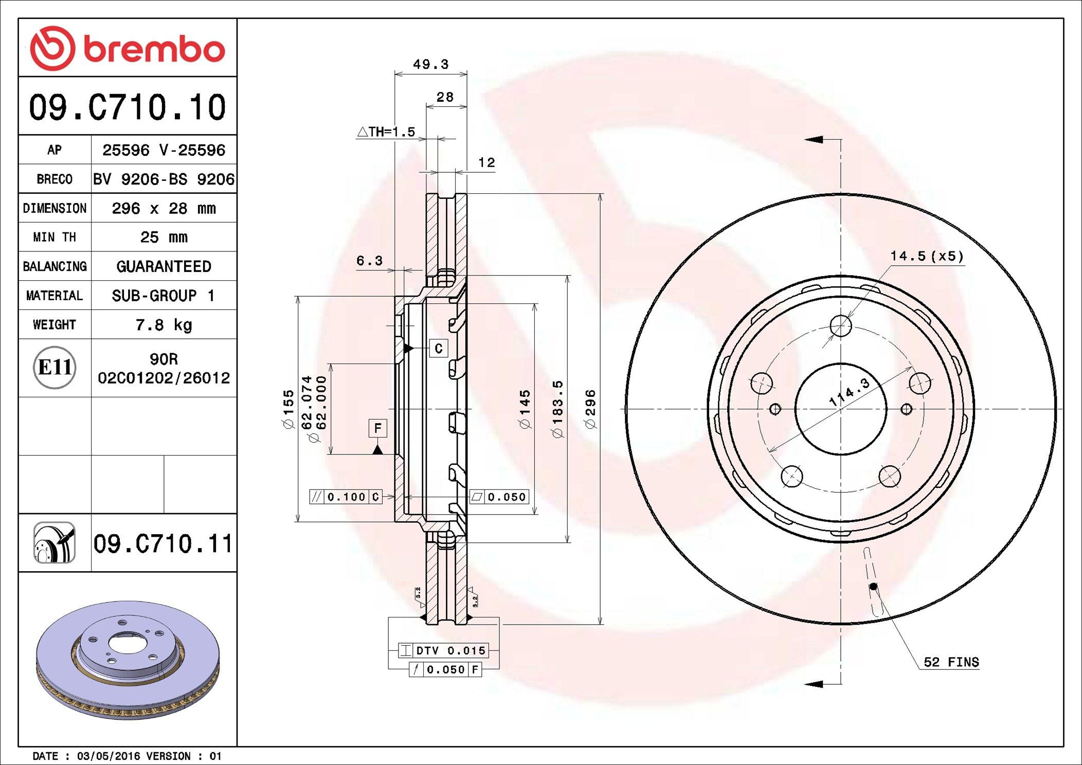 Frenos delanteros Brembo 09C71011 precio, desde 63,25 EUR