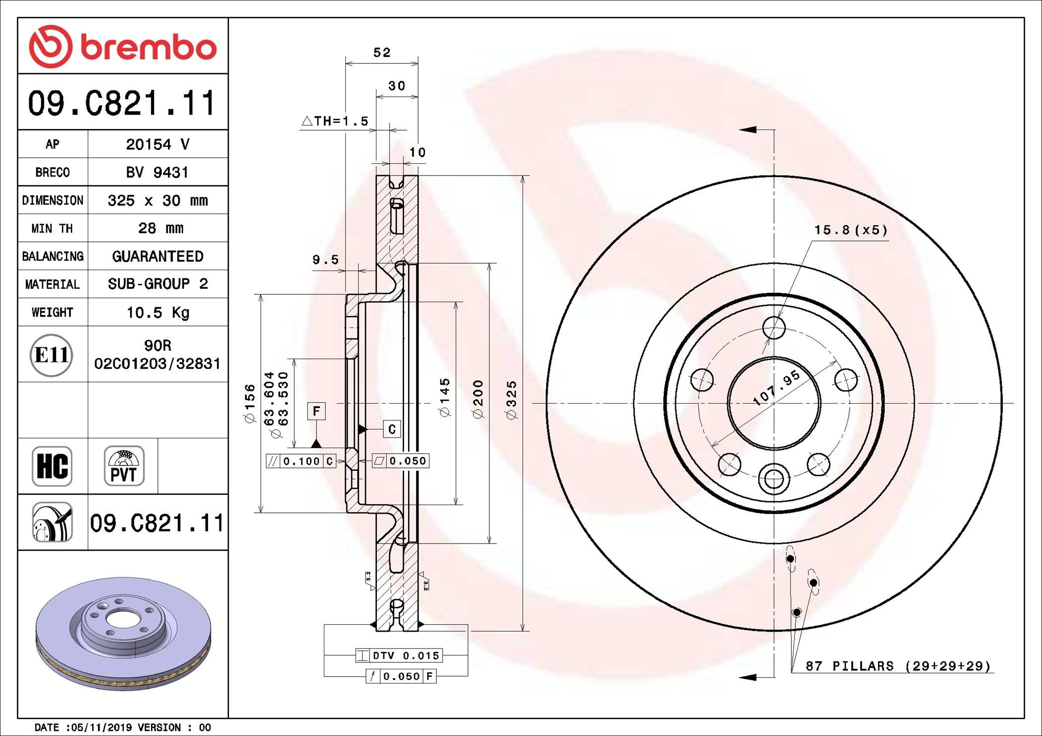 Frenos delanteros Brembo 09C82111 precio, desde 84,41 EUR