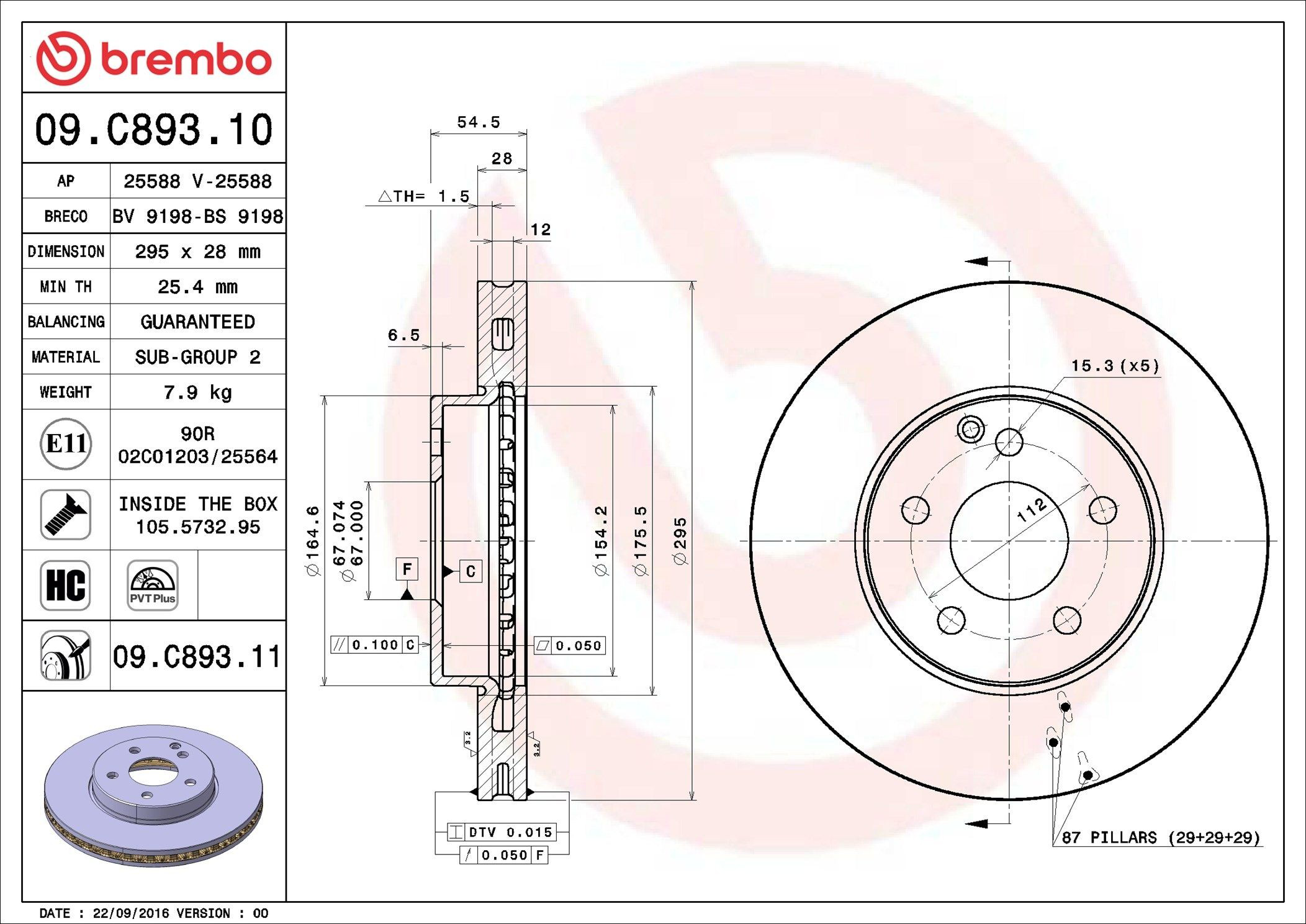 09C89311 Brembo Discos