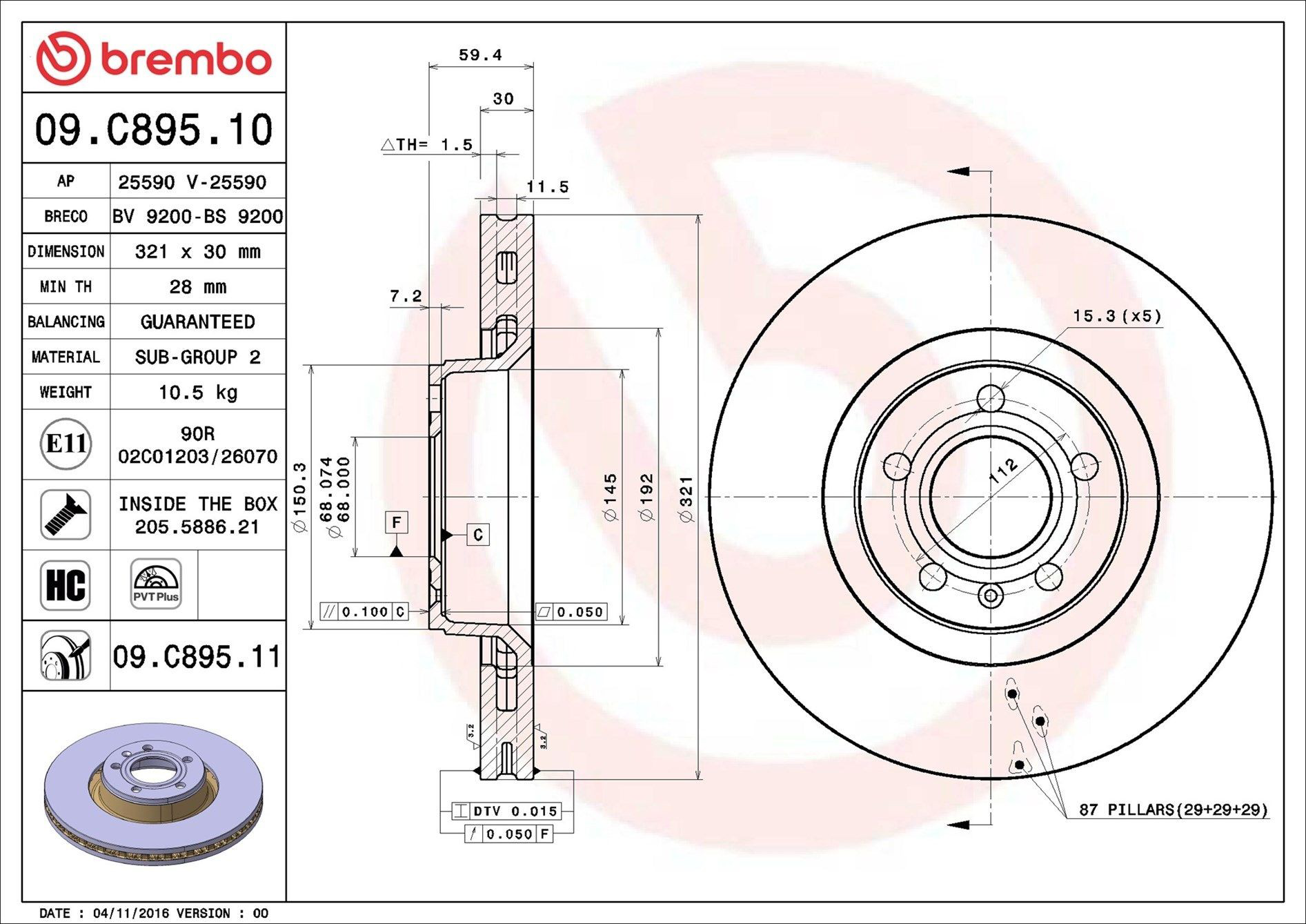 Frenos delanteros Brembo 09C89511 precio, desde 60,62 EUR