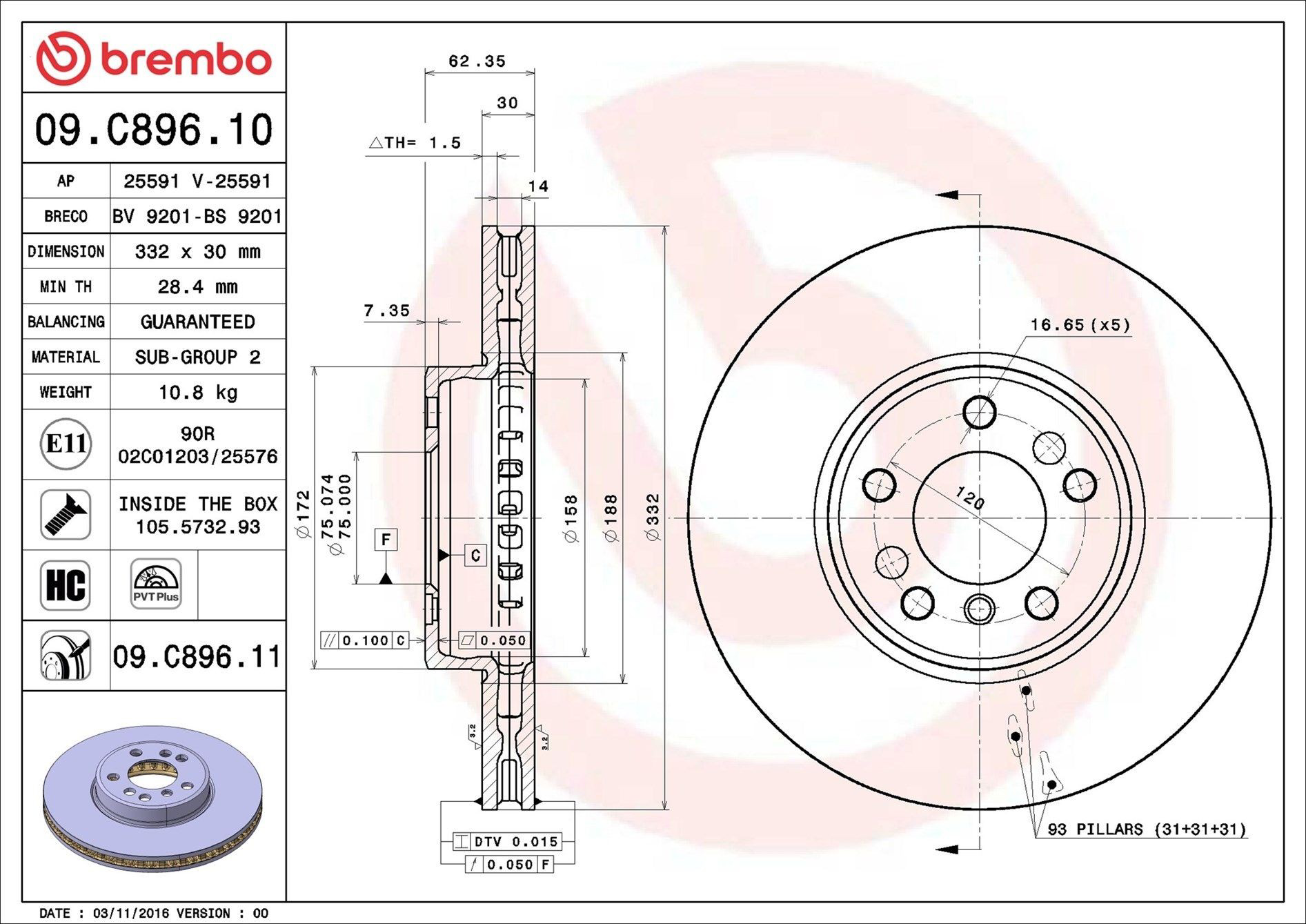 09C89611 Brembo Discos