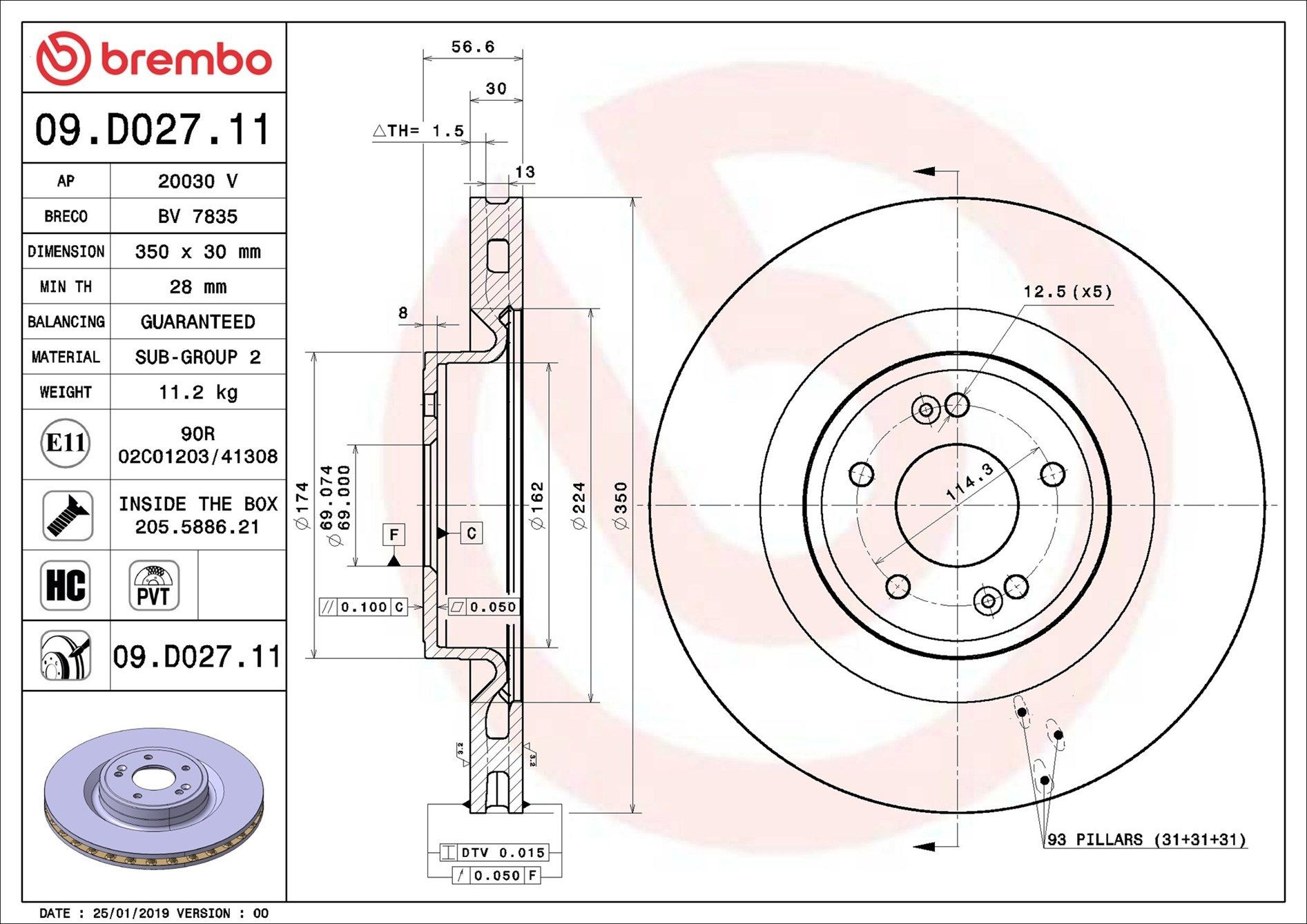 Frenos delanteros Brembo 09D02711 precio, desde 108,19 EUR