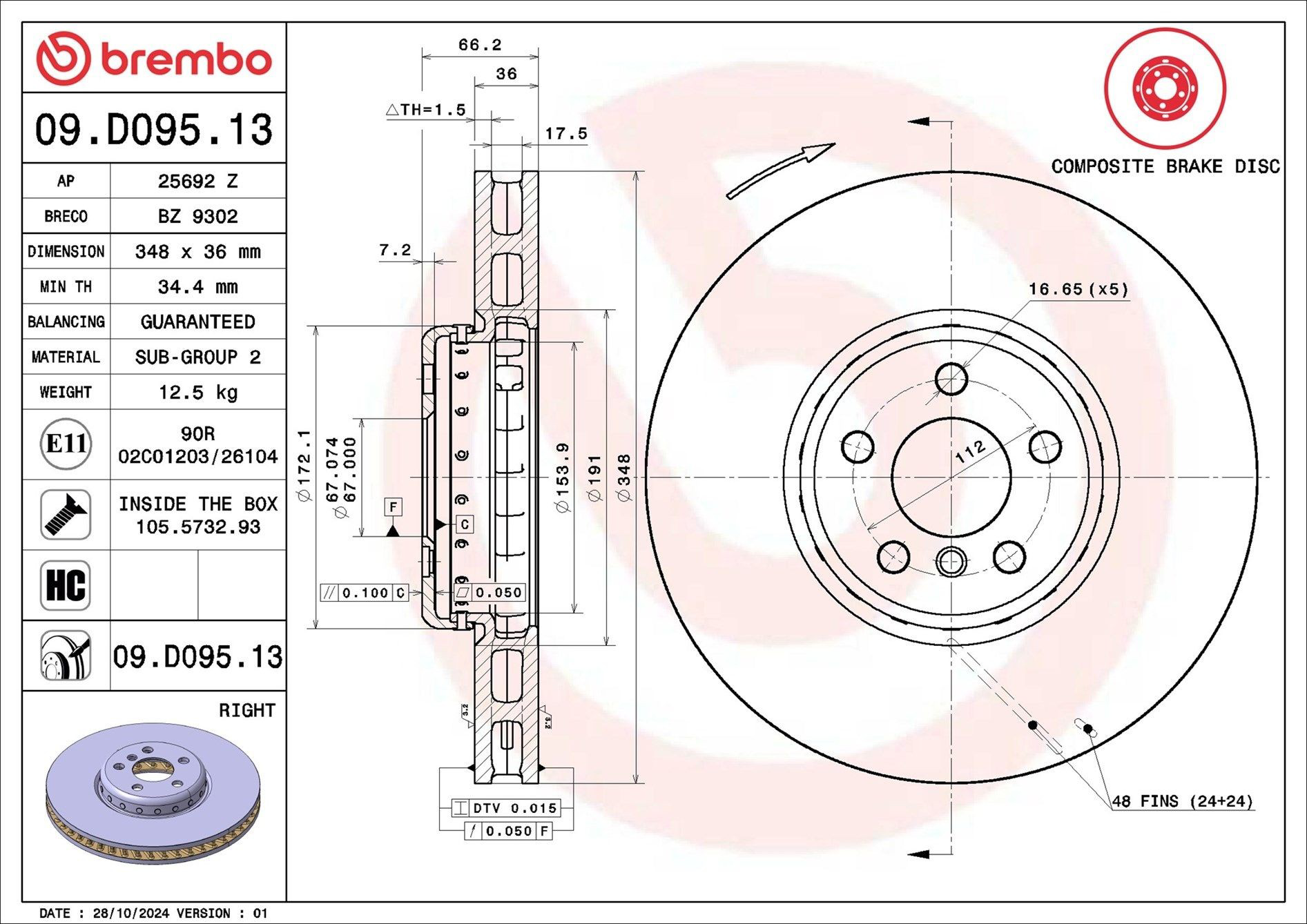 Frenos delanteros Brembo 09D09513 precio, desde 170,41 EUR