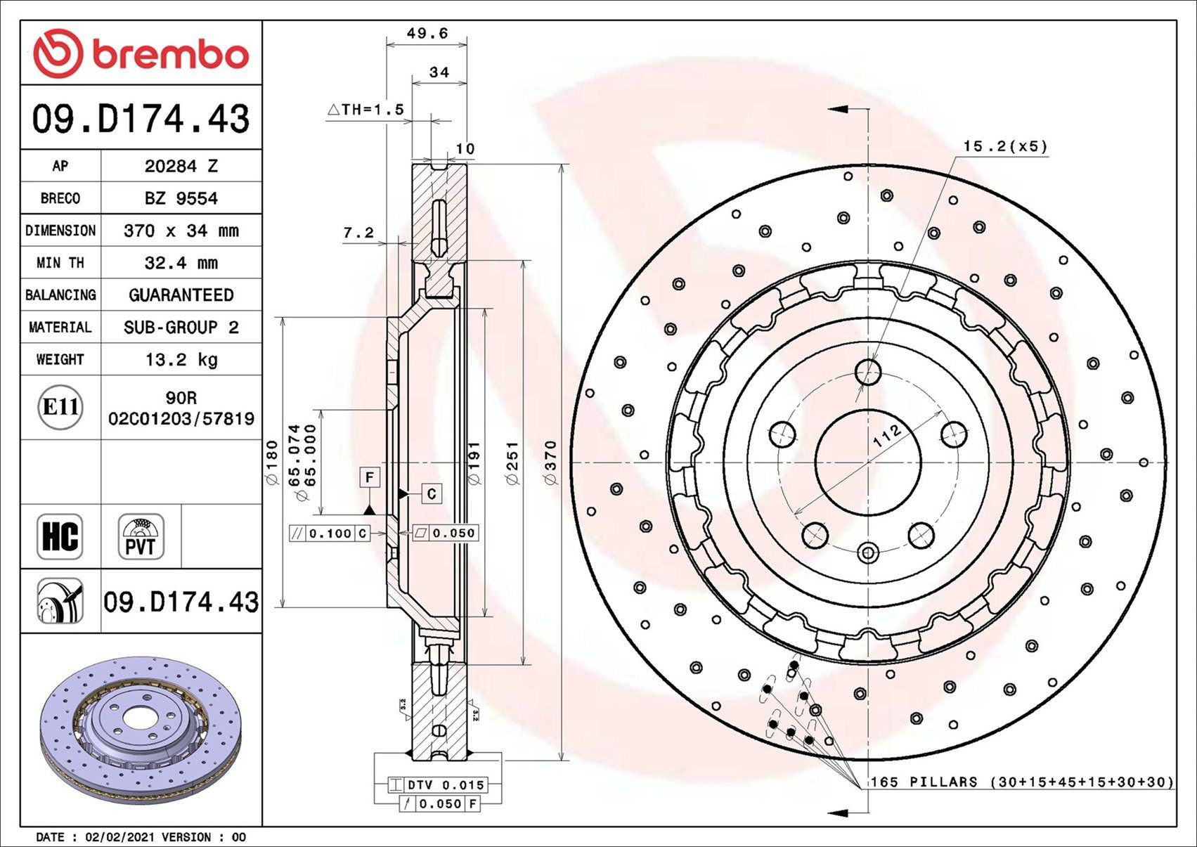 Frenos delanteros Brembo 09D17443 precio, desde 316,18 EUR