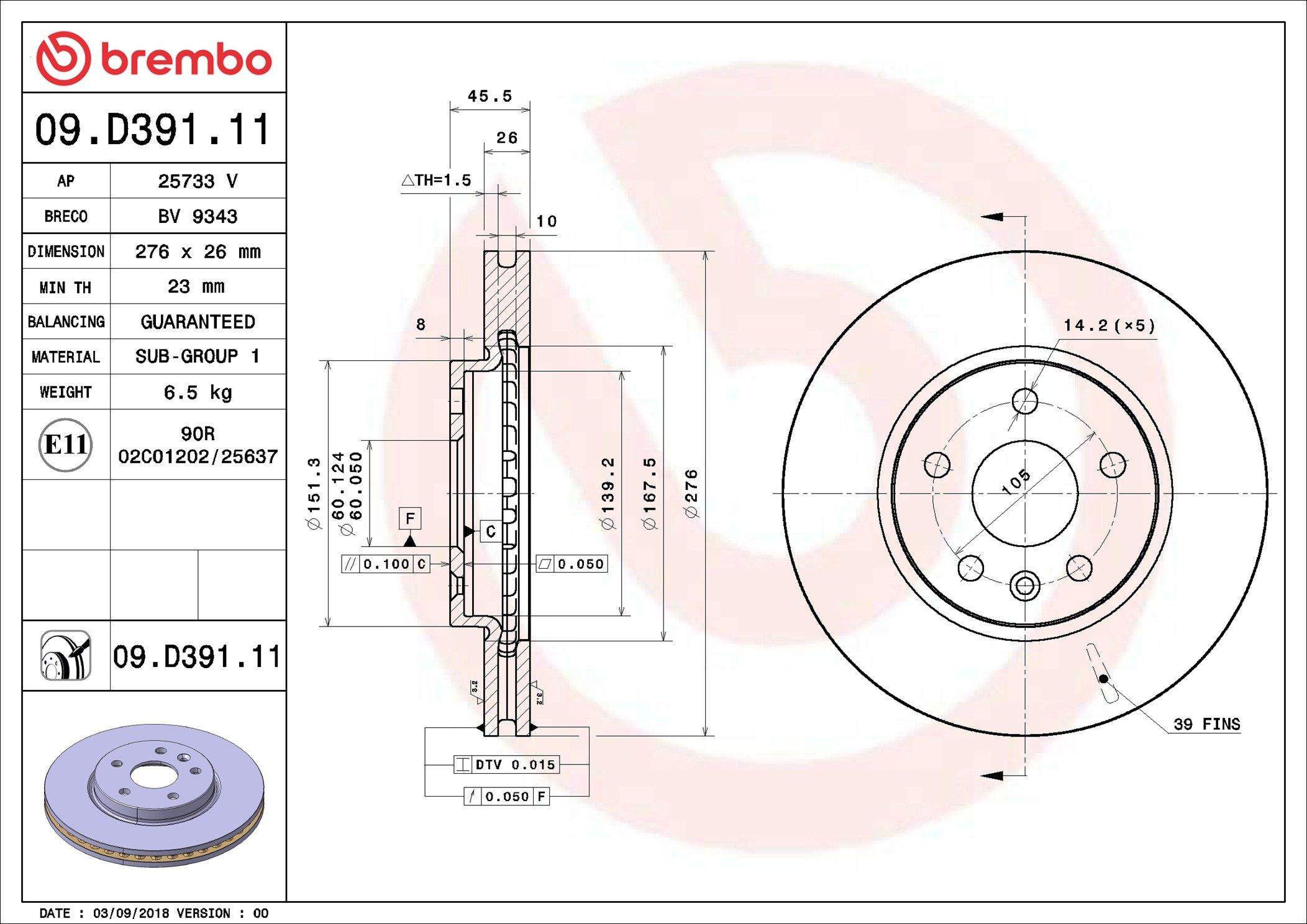 Frenos delanteros Brembo 09D39111 precio, desde 49,64 EUR