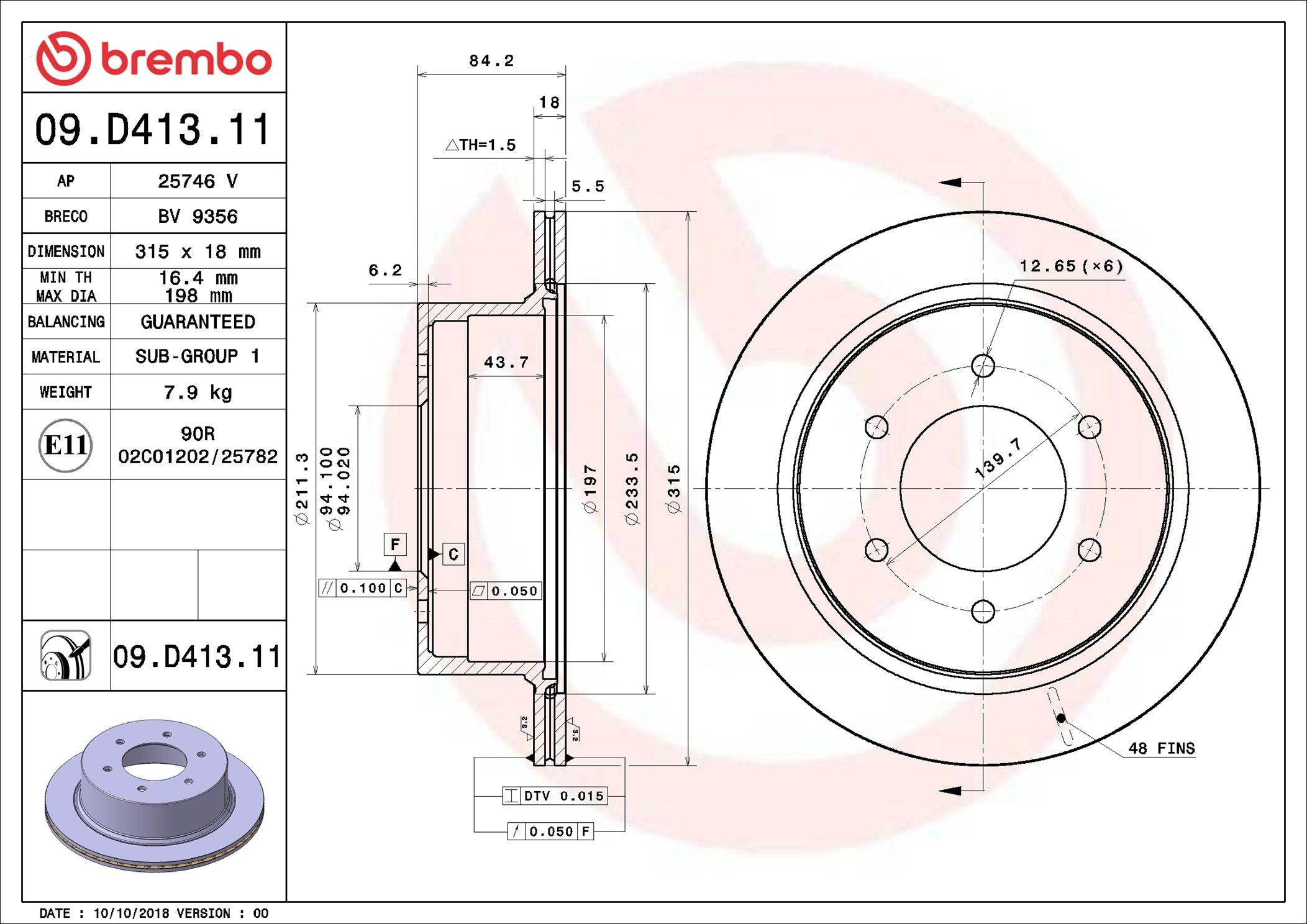 Disco de freno trasero Brembo 09D41311 precio, desde 63,68 EUR
