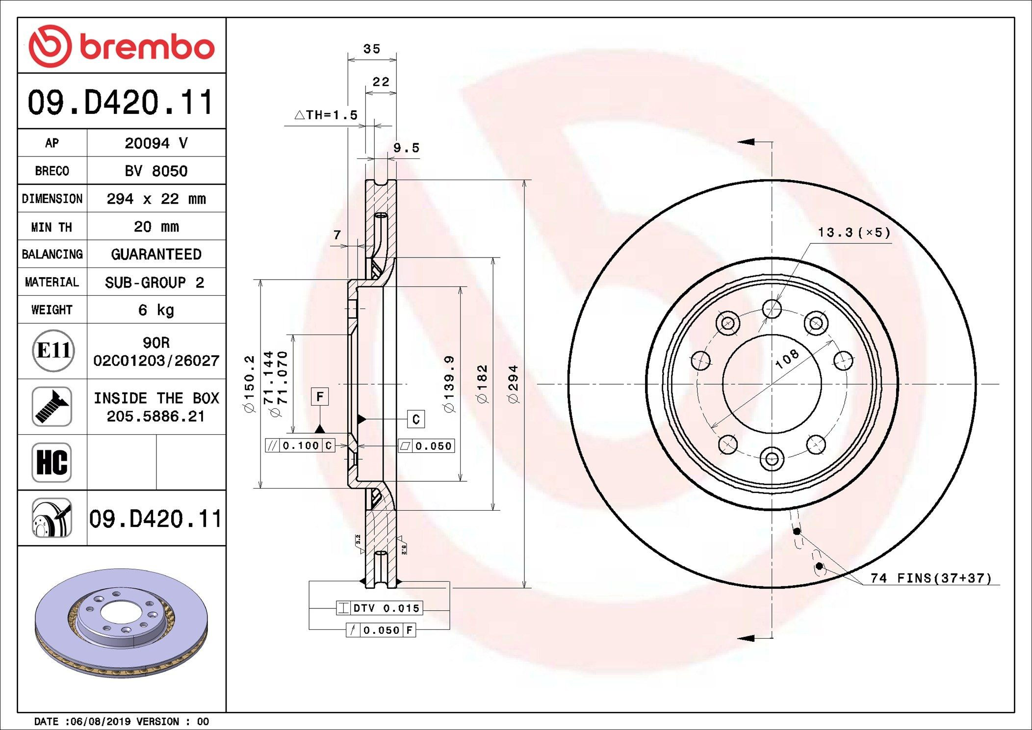 Disco de freno trasero Brembo 09D42011 precio, desde 40,90 EUR