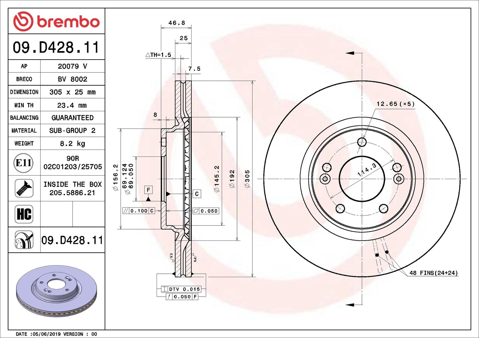 Frenos delanteros Brembo 09D42811 precio, desde 52,11 EUR