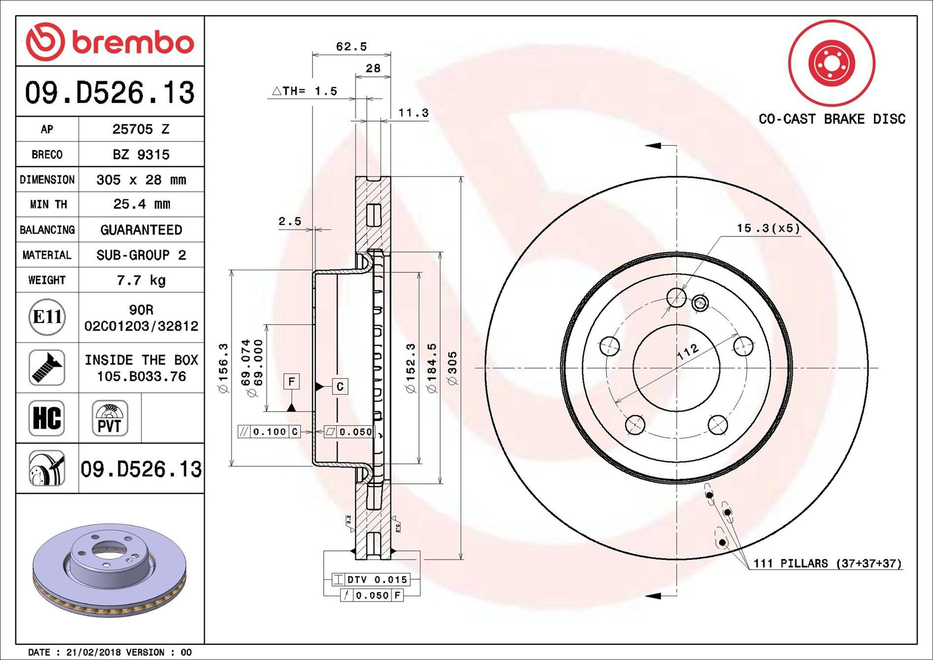 Frenos delanteros Brembo 09D52613 precio, desde 96,44 EUR