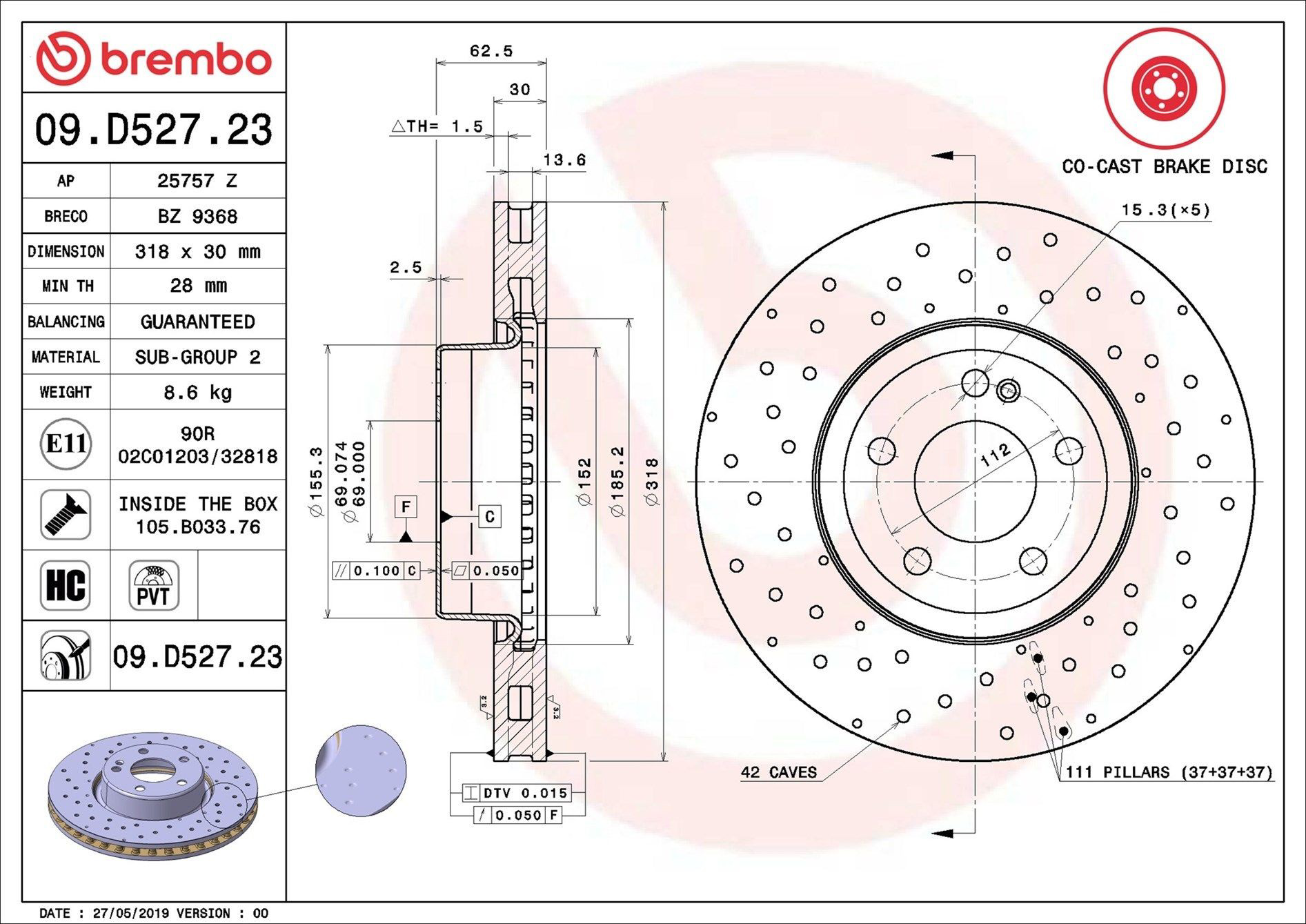 09D52723 Brembo Discos