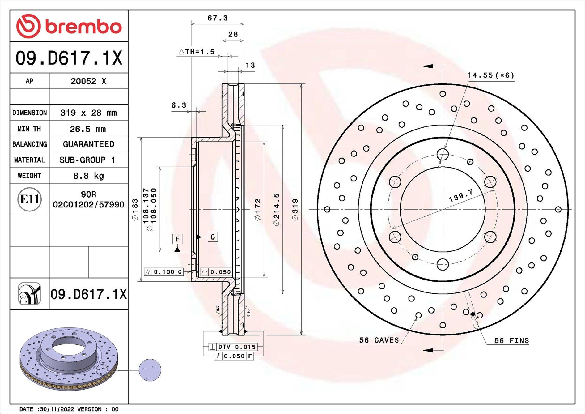 Frenos delanteros Brembo 09D6171X precio, desde 87,80 EUR