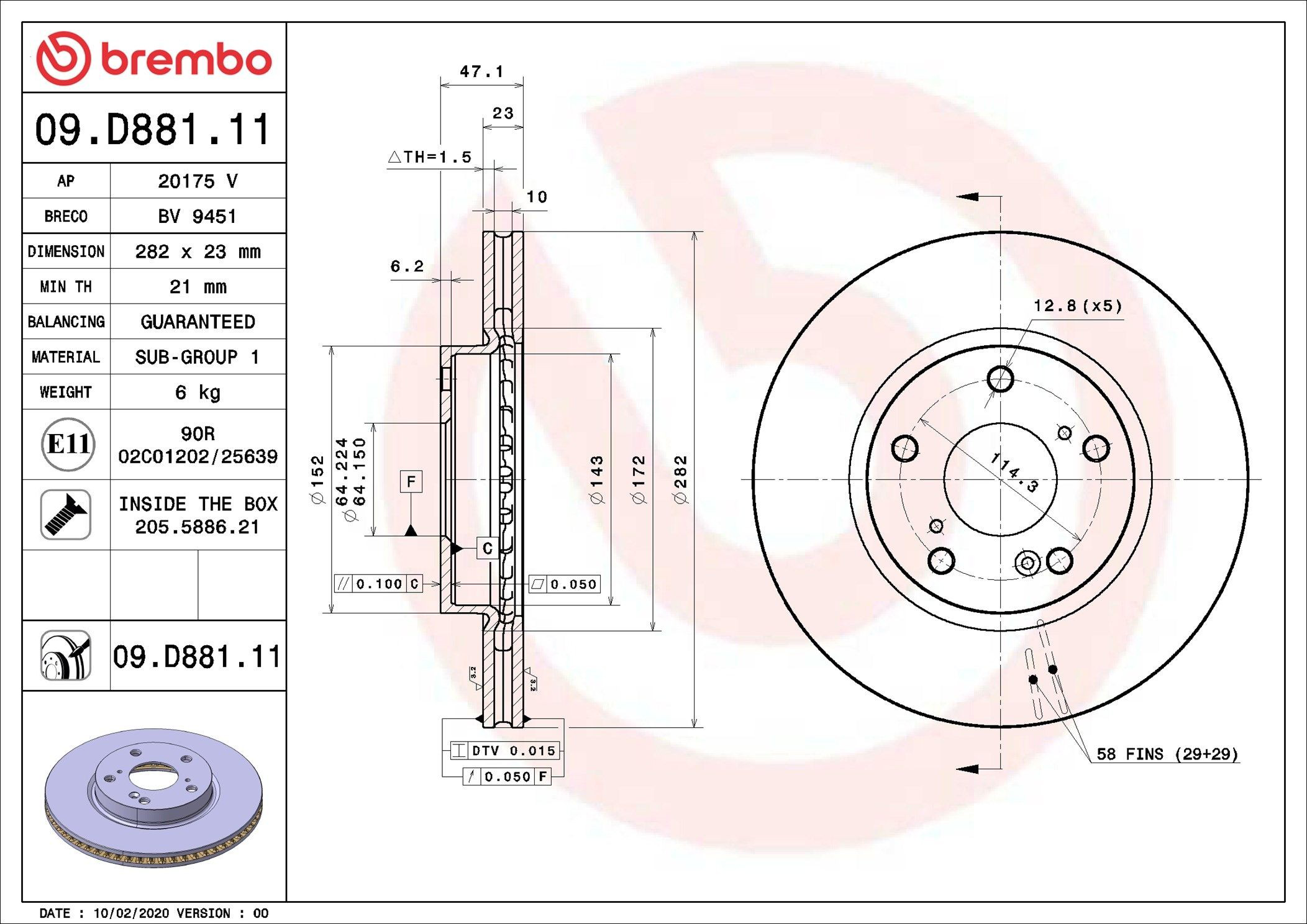 Frenos delanteros Brembo 09D88111 precio, desde 57,12 EUR