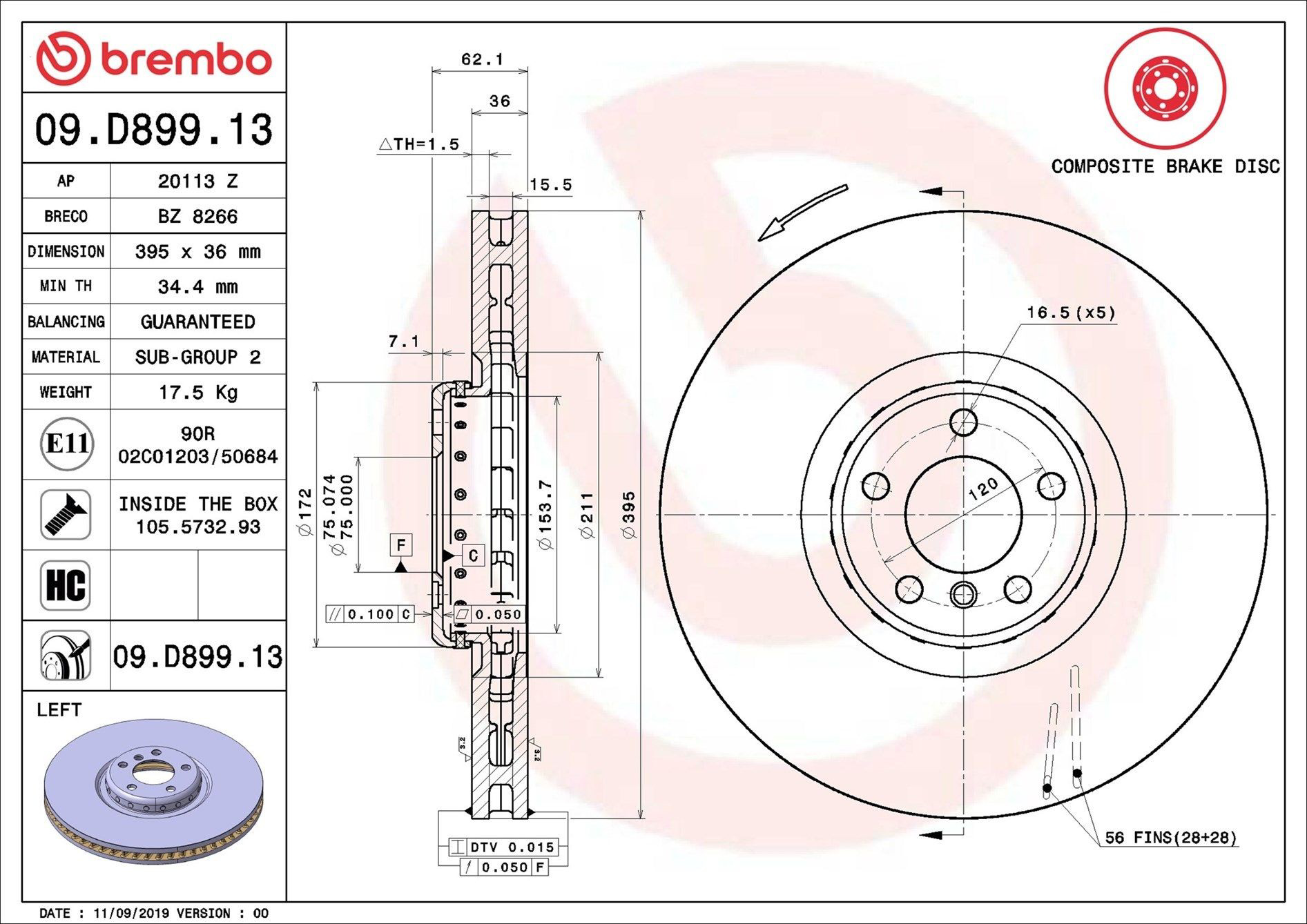 Frenos delanteros Brembo 09D89913 precio, desde 248,74 EUR