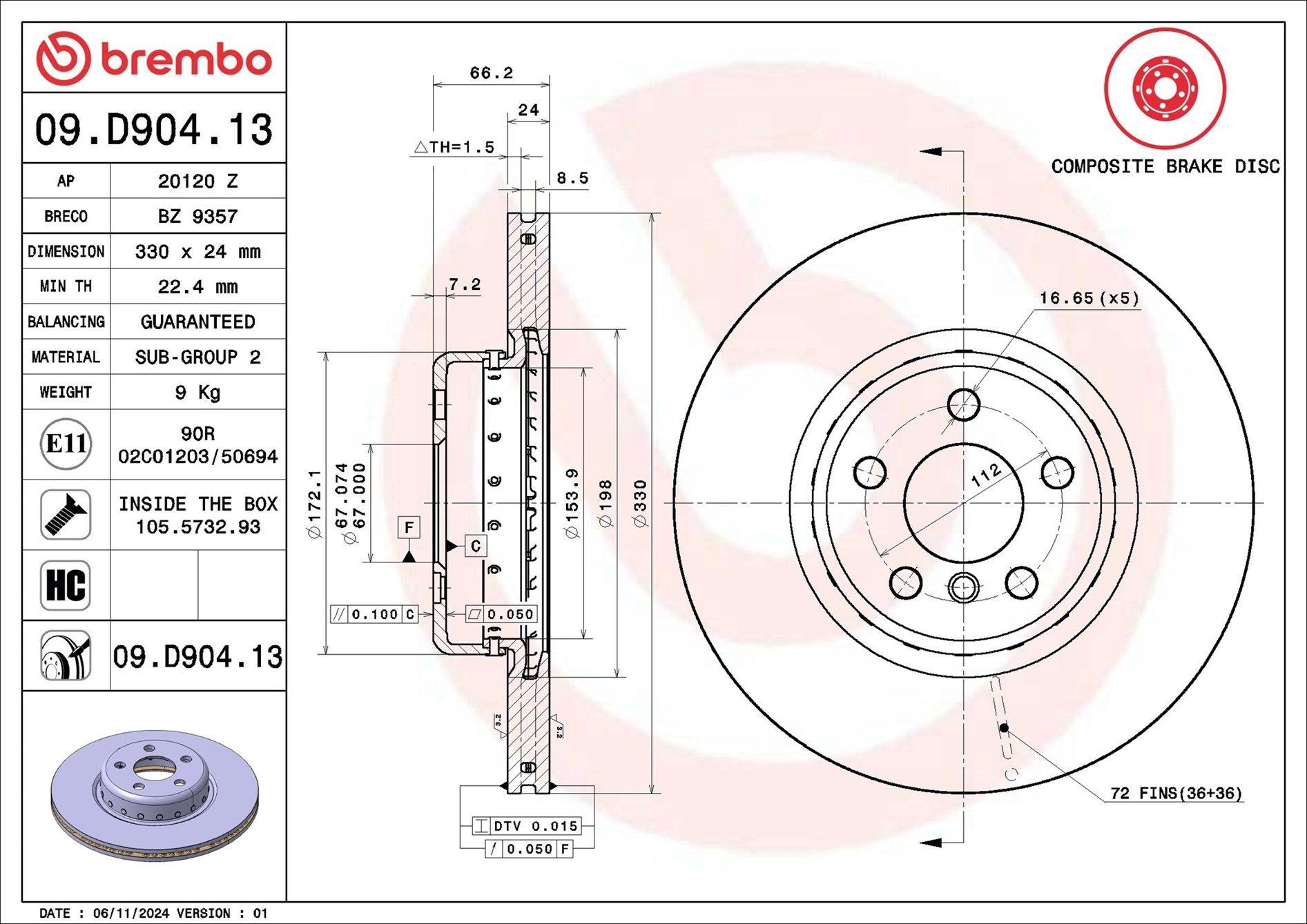 Frenos delanteros Brembo 09D90413 precio, desde 103,29 EUR