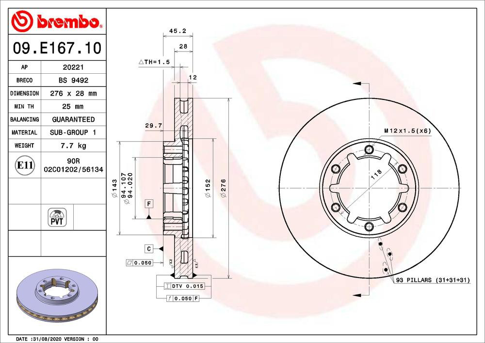 Frenos delanteros Brembo 09E16710 precio, desde 80,59 EUR