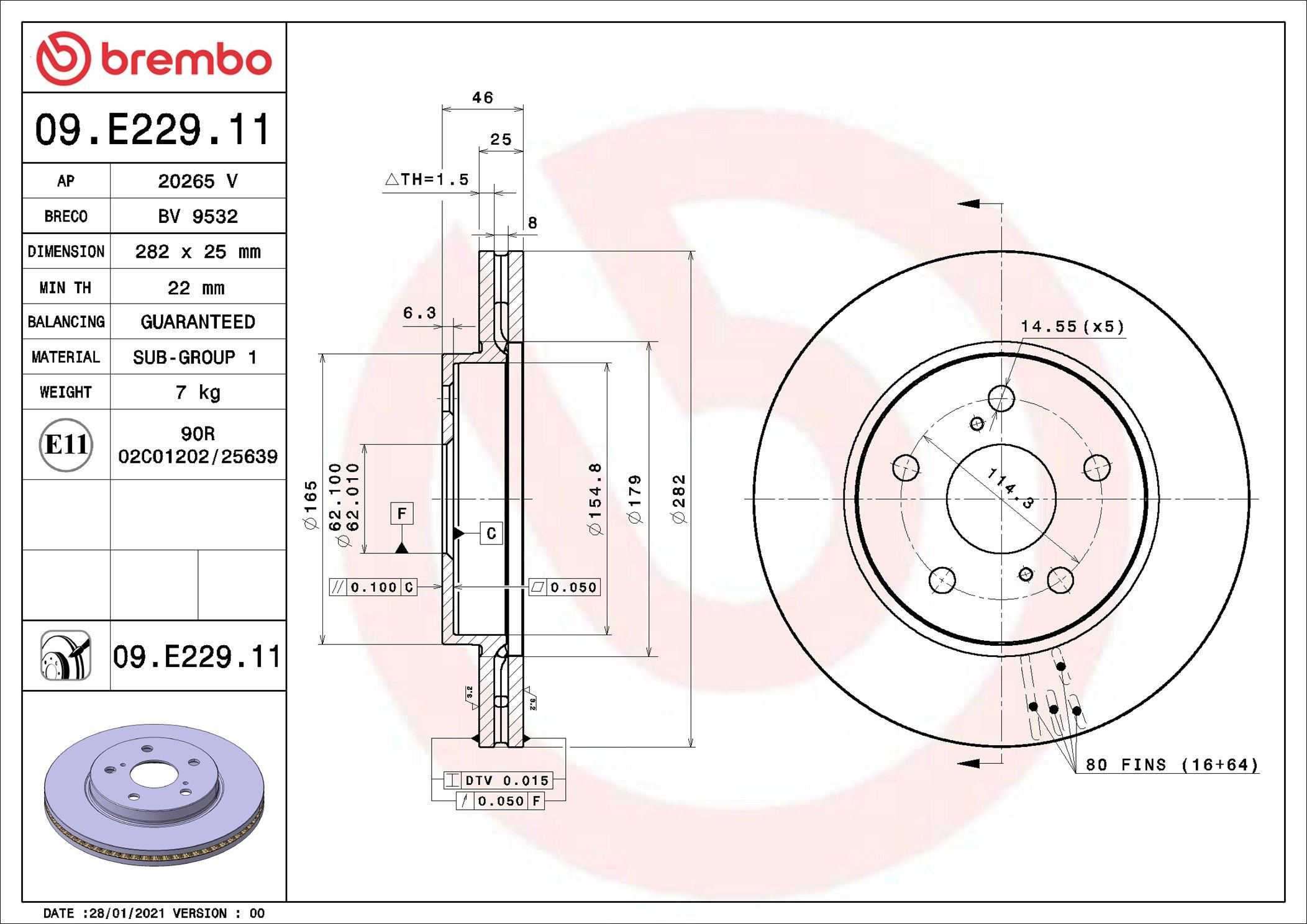 Frenos delanteros Brembo 09E22911 precio, desde 56,06 EUR