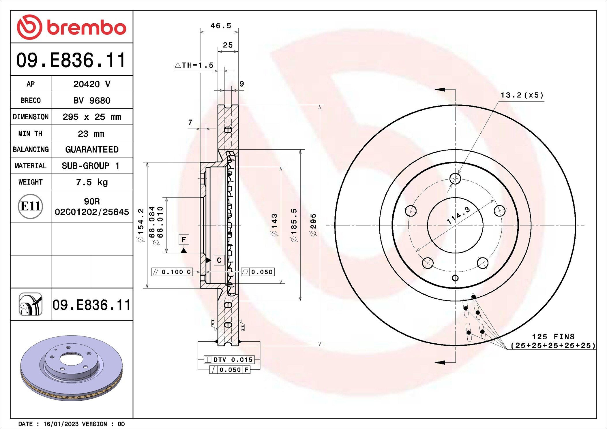 Frenos delanteros Brembo 09E83611 precio, desde 71,31 EUR