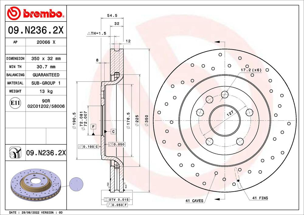 Comprar 09N2362X Brembo Freno de disco delantero