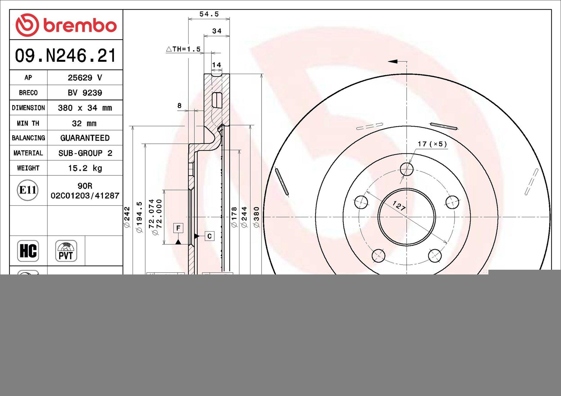 Frenos delanteros Brembo 09N24621 precio, desde 152,05 EUR