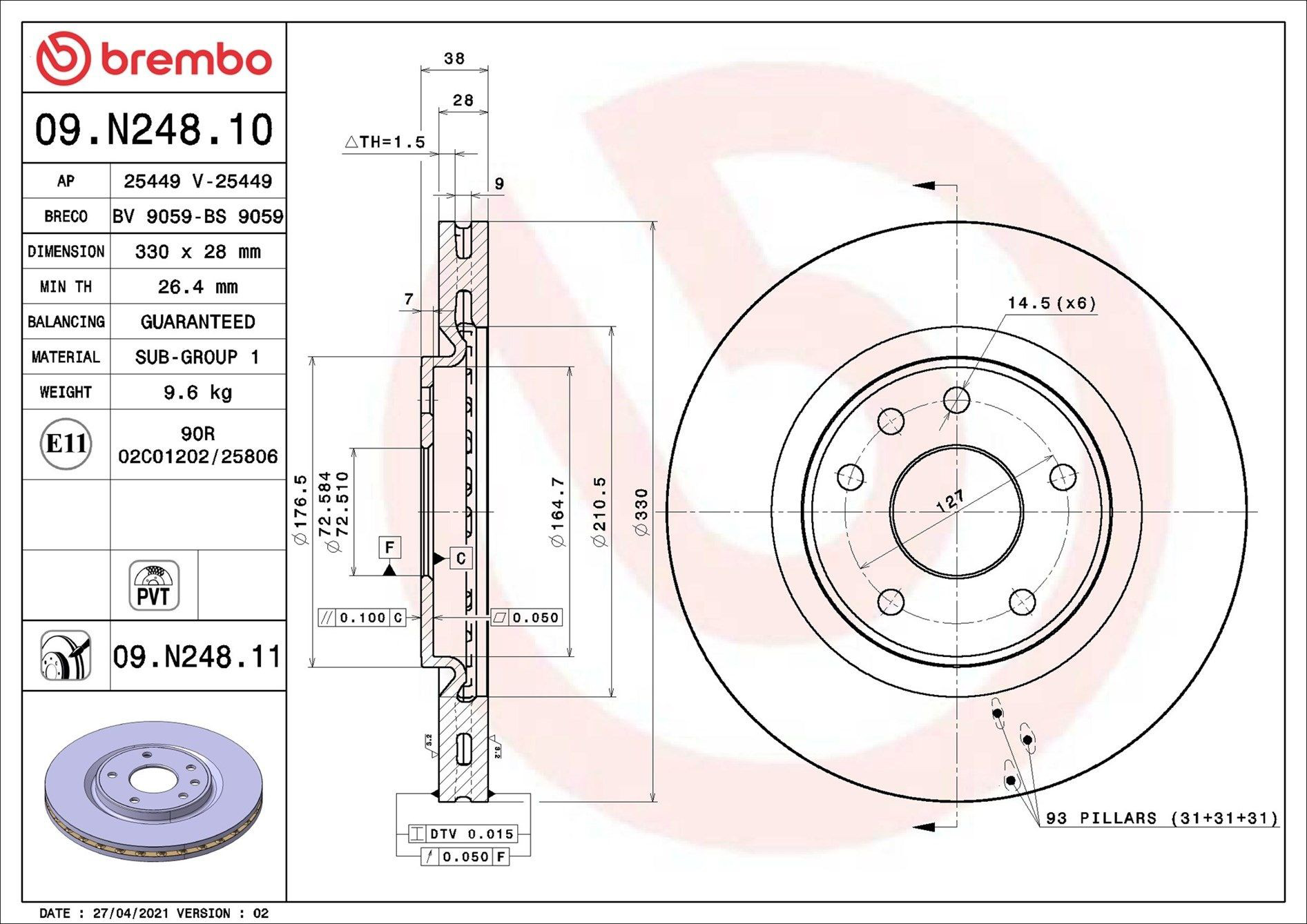 Frenos delanteros Brembo 09N24811 precio, desde 75,23 EUR