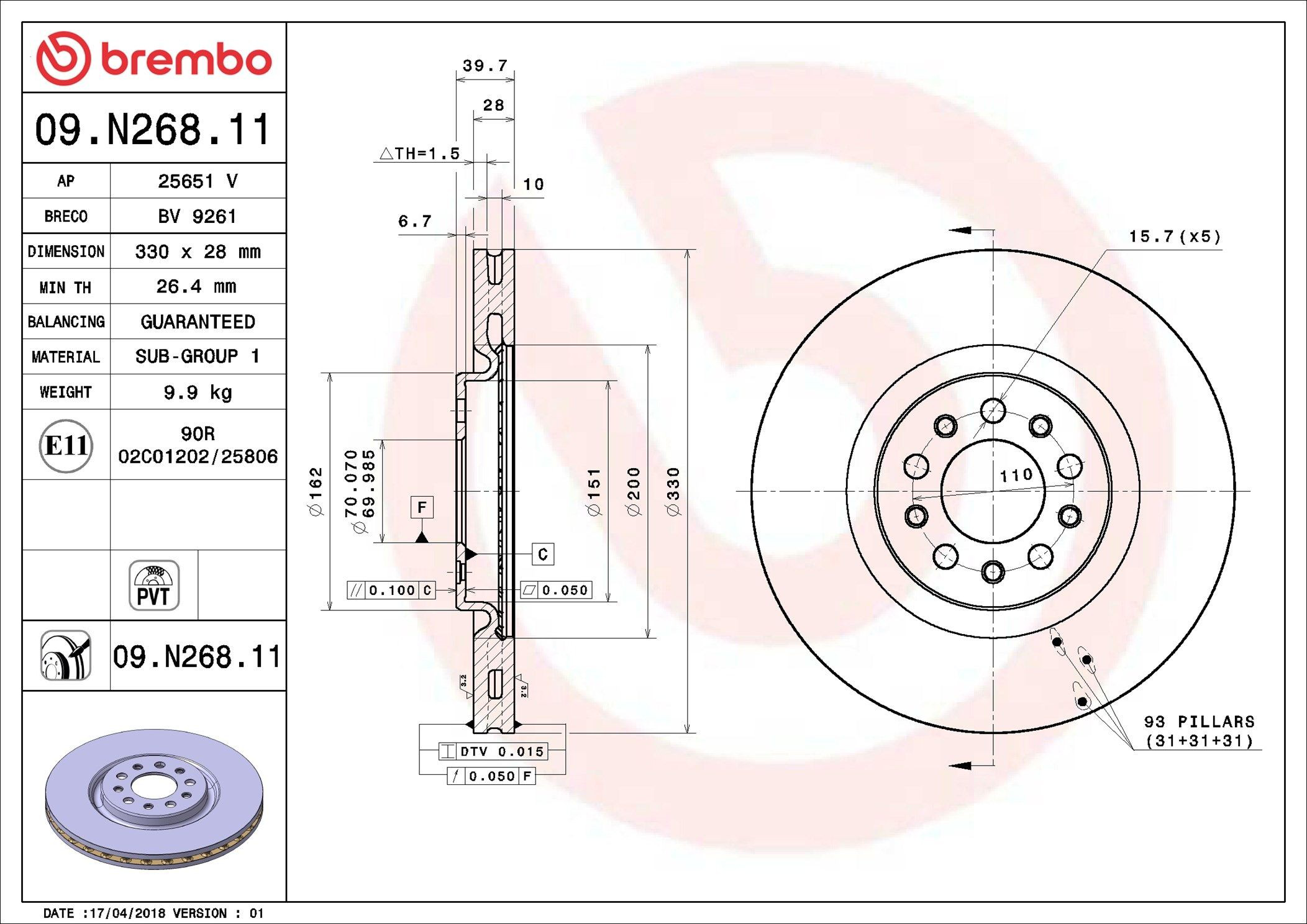 09N26811 Brembo Discos