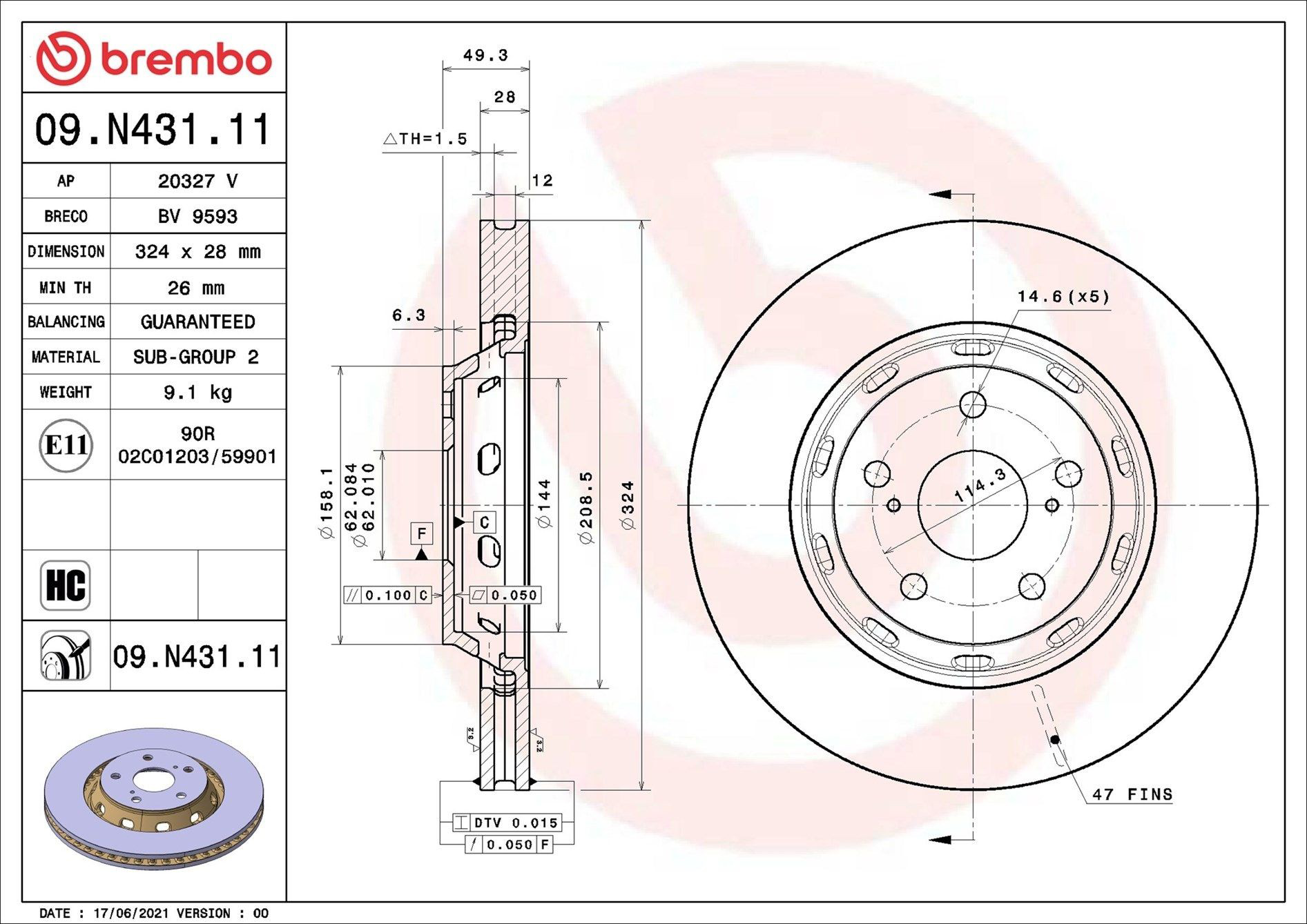 Frenos delanteros Brembo 09N43111 precio, desde 100,77 EUR