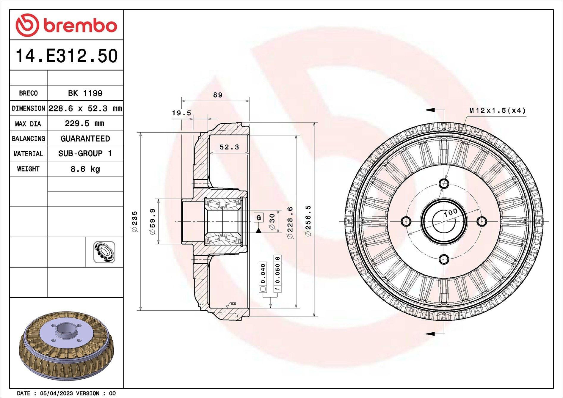 Tambor de freno trasero 432003429R Lada